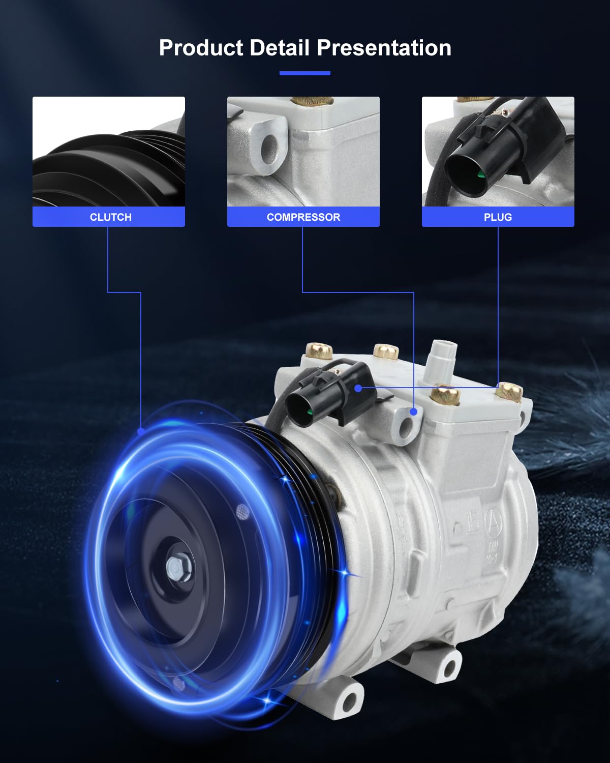 Eccpp A/C Compressor With Clutch 1994-1996 For Toyota T100 2.7L 1995-2004 For Toyota Tacoma 2.4L