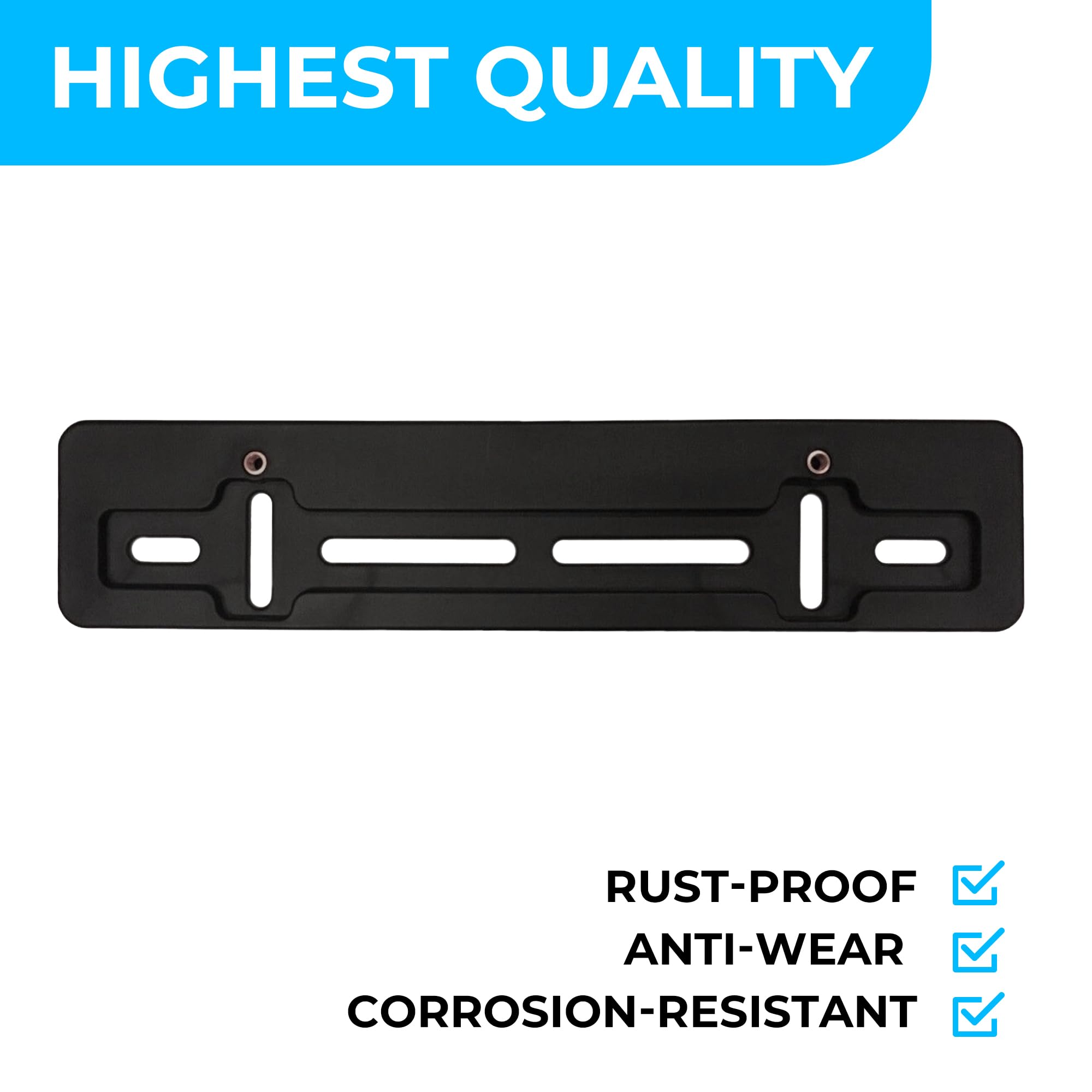 TN TrunkNets Inc Front License Plate Bracket Holder for GMC - Black Plastic with 6 Unique Screws & Wrench Kit, Model BTHMBH_GCM_20N_NW