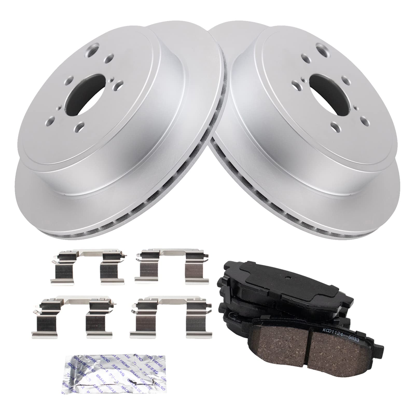 Trq Rear Brake Pad & Rotor Kit Brake Pads Brake Rotor Ceramic Premium G-Coated Compatible With 2013-2016 Scion Fr-S 2013-2020 Su
