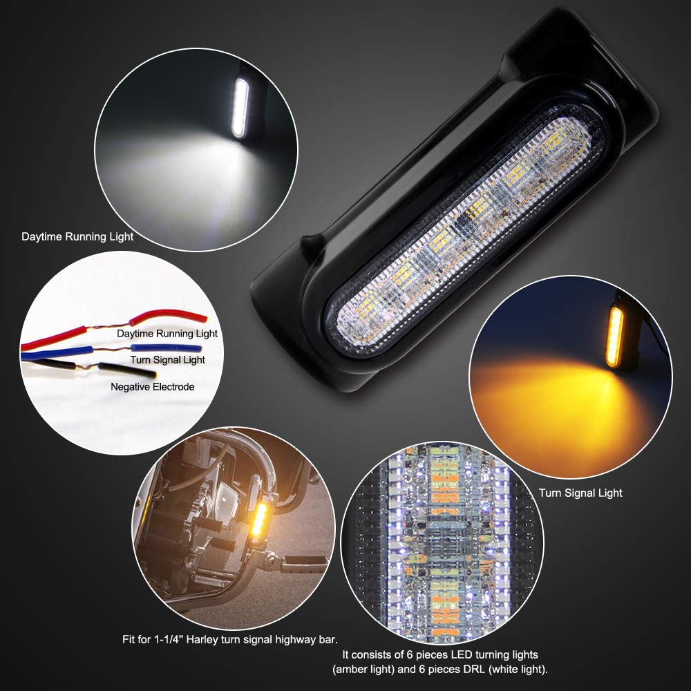 Opl5 Motorcycle Highway Bar Lights Switchback Driving Lights Led Amber Turn Signals White Driving Led Crash Bar Lights For 1-1/4