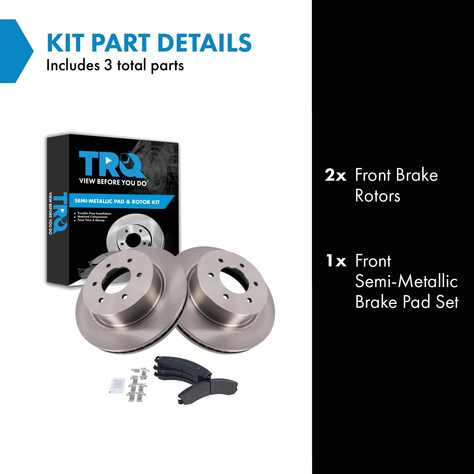 Trq Front Brake Pad & Rotor Kit Brake Pads Brake Rotor Semi-Metallic Compatible With 2016-2019 Nissan Titan Xd