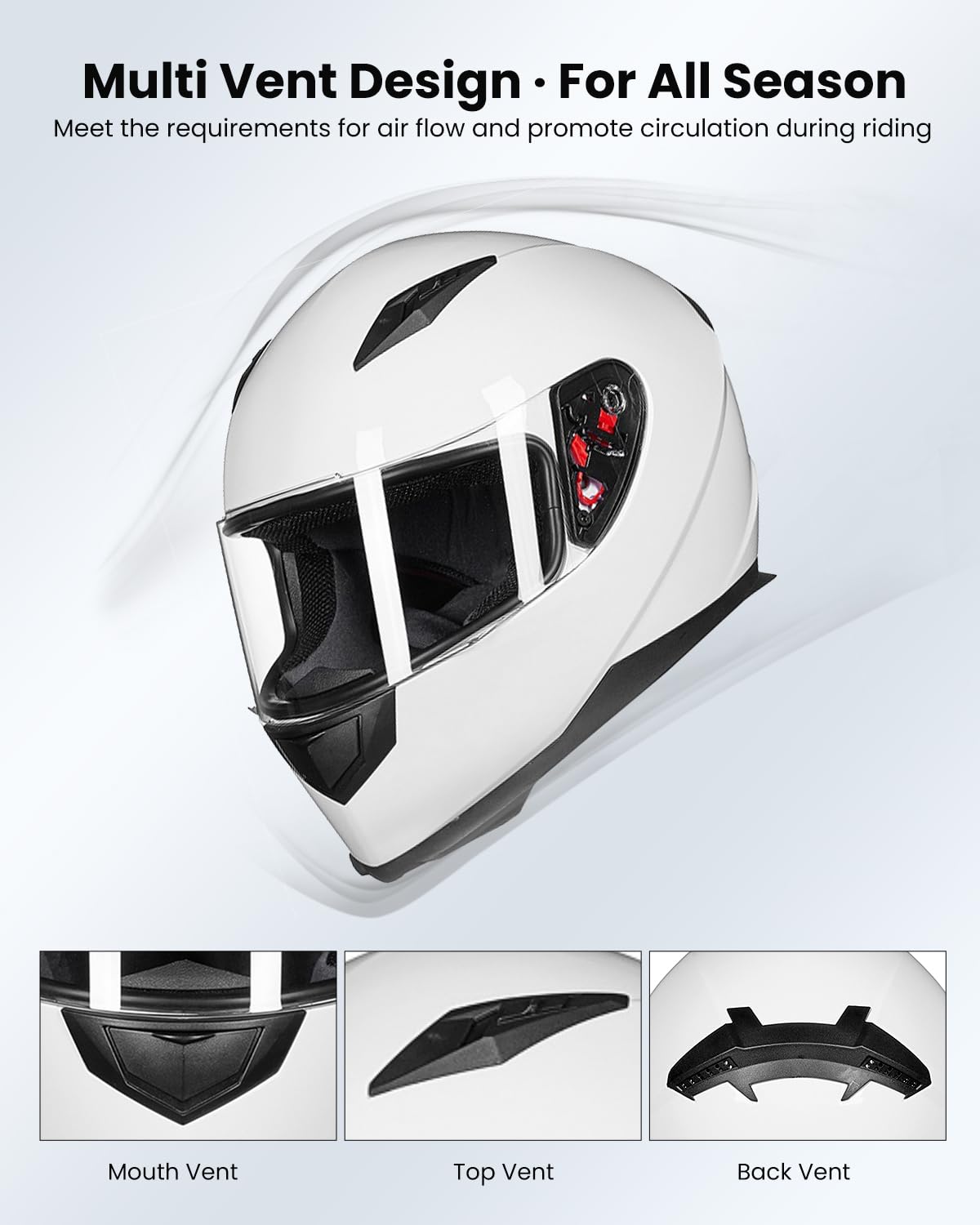 Ilm Full Face Motorcycle Street Bike Helmet With Removable Winter Neck Scarf + 2 Visors Dot Model-Jk313 (S, White)