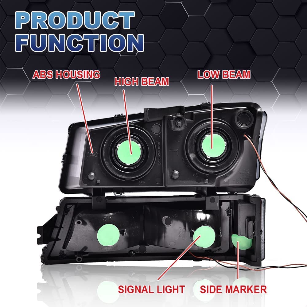 Pit66 Led Headlight Assembly Compatible With Chevy Silverado 1500 2500 3500 Hd Model 03-06/Fit Avalanche 1500 2500 03-06(Fit No