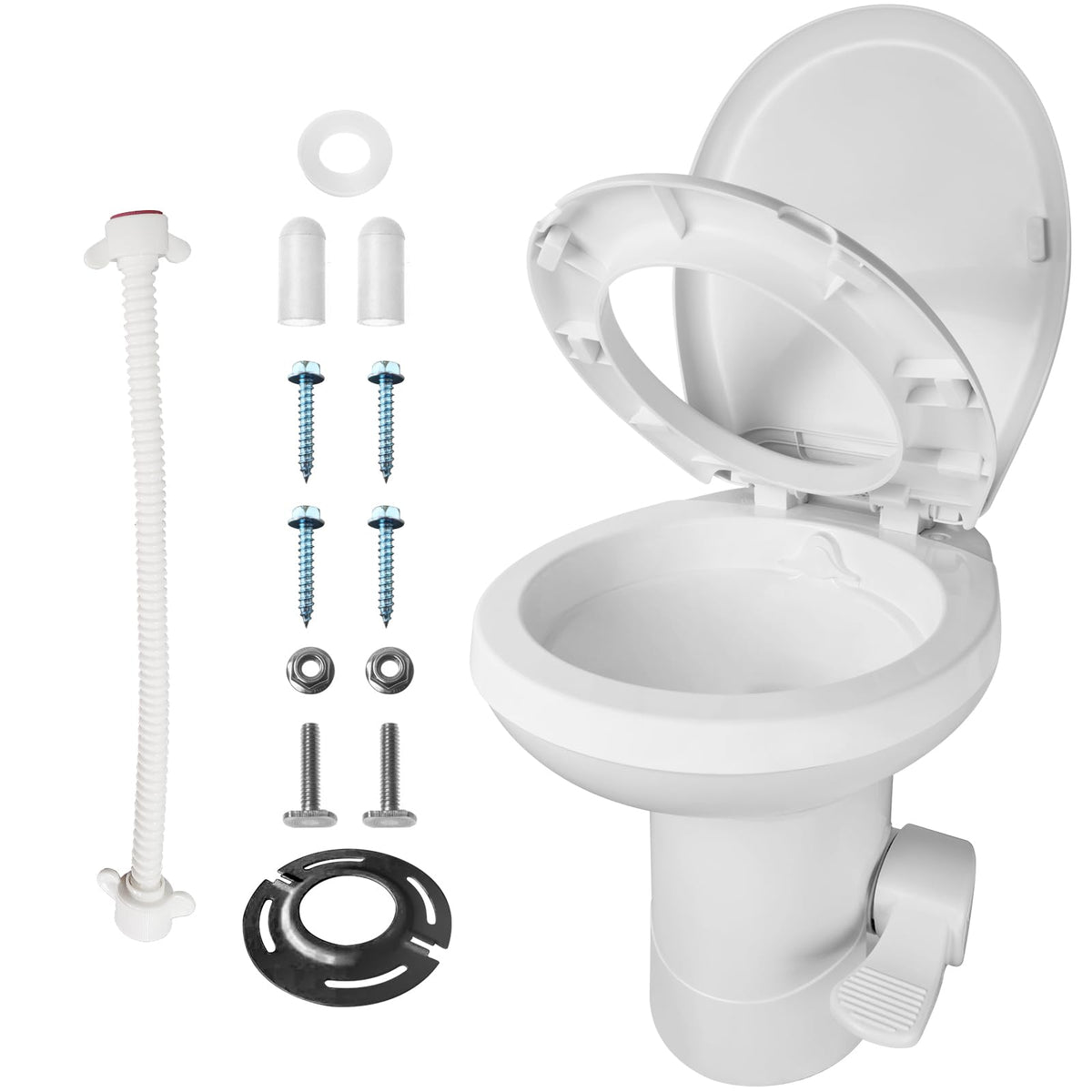 MuRealy RV Toilet - Upgraded Gravity-Flush Pedal Flush(2025 New), 4.5 Gallons RV Camper Toilet High Profile with Damping Slow Do
