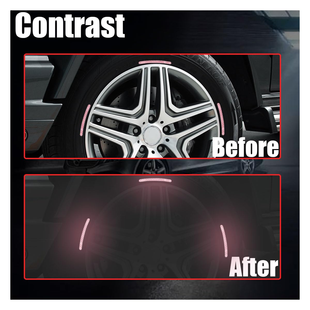 20Pcs Car Wheel Stripe Reflective Stickers, Car Wheel Night Safety Warning Stickers Anti-Scratch Reflective Rim Stickers, Car Wh