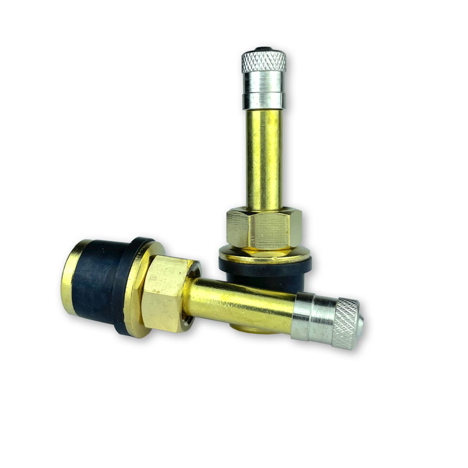 Haltec Qs-500 Quickstem 2 Inch Straight Push Through Brass Valve Stem For Otr And Farm Tire .625 Inch Valve Stem Holes. Emergency Valve Stem Replacement.