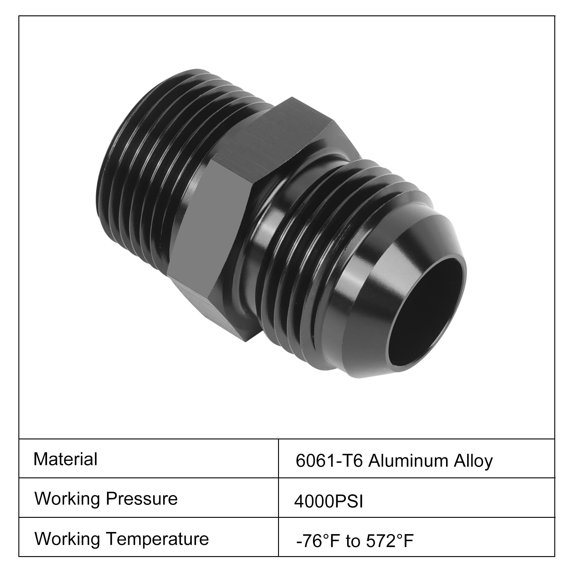 Evil Energy 12An Male Flare To 3/4'' Npt Pipe Fitting Adapter Straight Aluminum Black