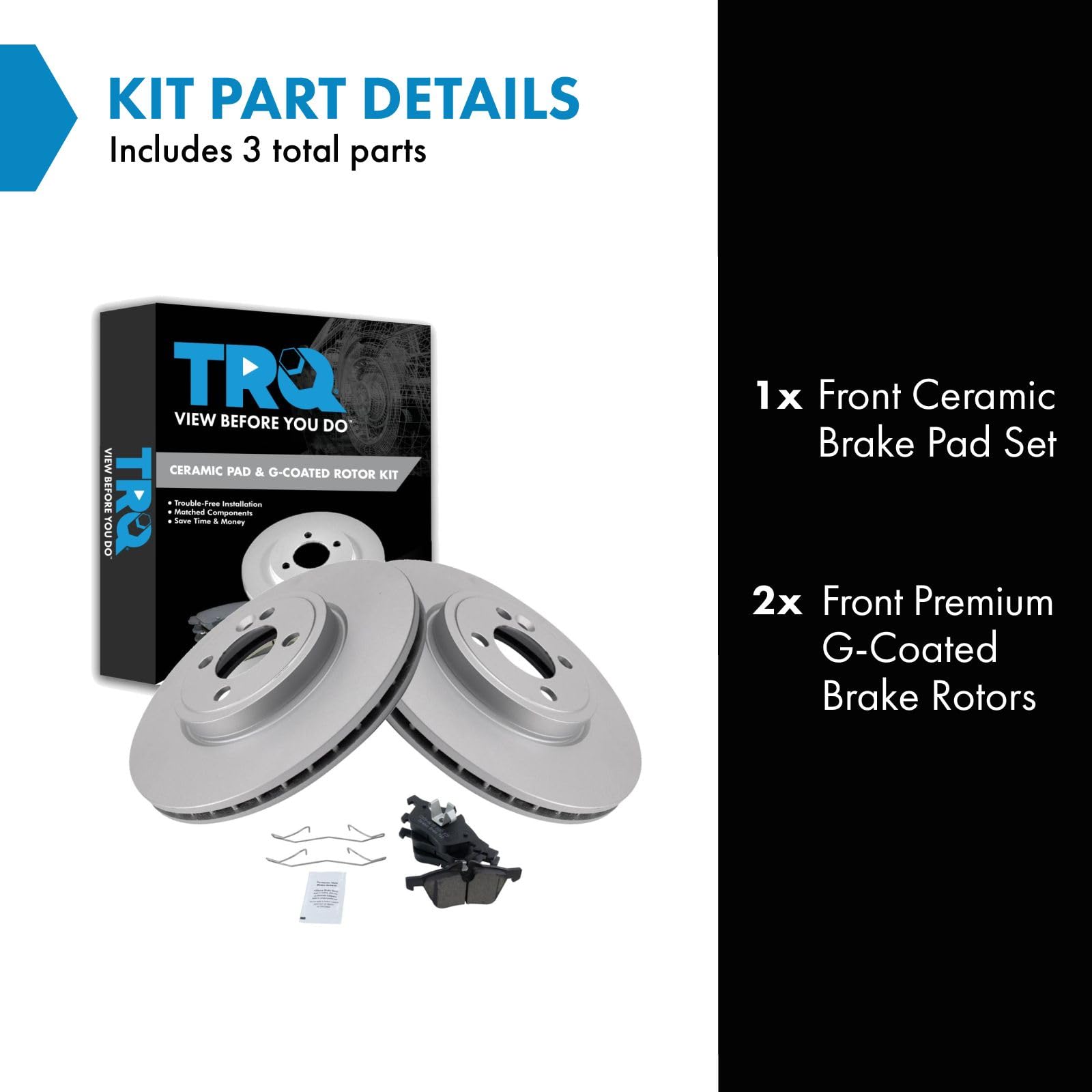 Trq Front Brake Pad & Rotor Kit Brake Pads Brake Rotor Ceramic Compatible With 2007-2008 Mini Cooper