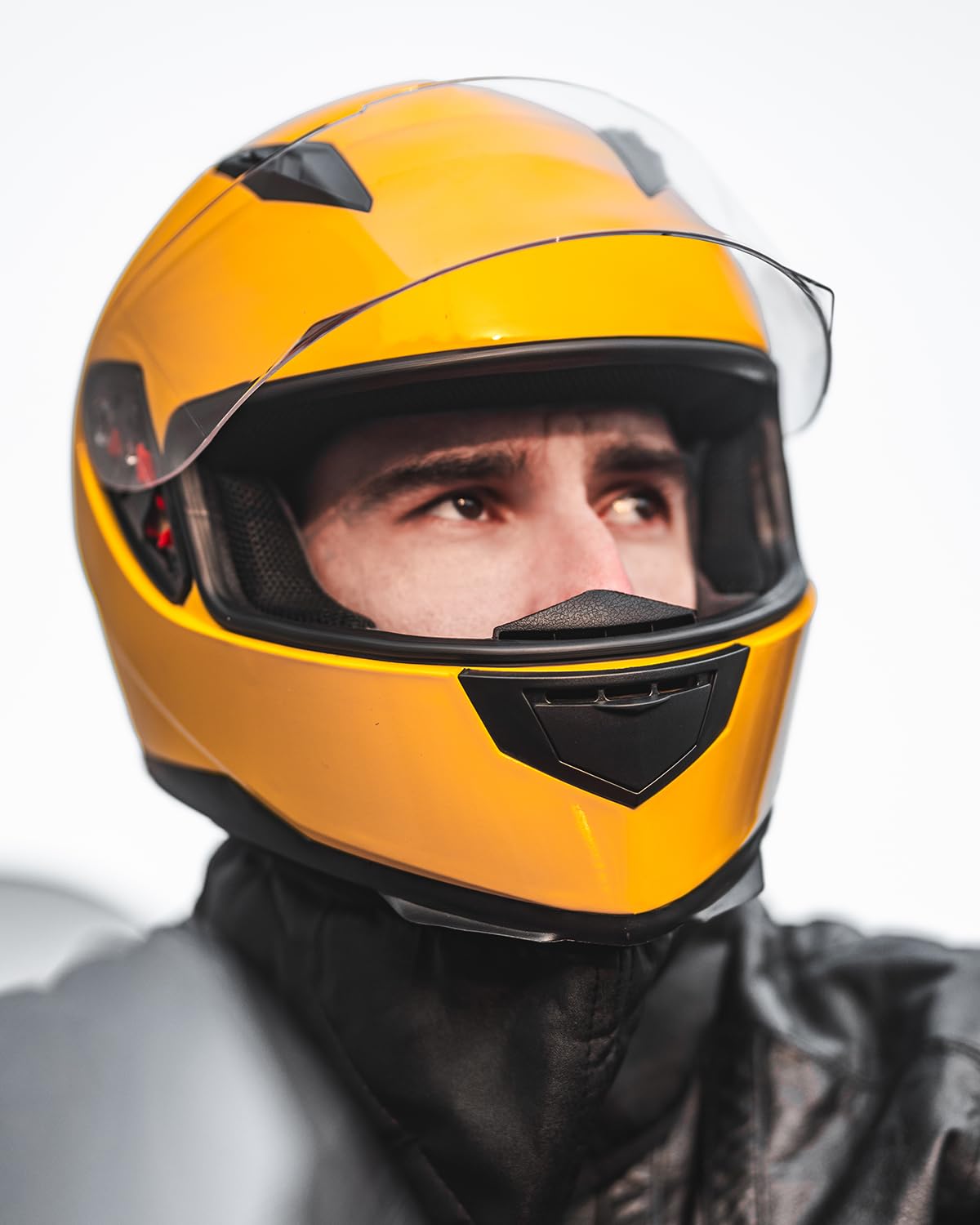 Ilm Full Face Motorcycle Street Bike Helmet With Removable Winter Neck Scarf + 2 Visors Dot Model-Jk313 (S, Yellow)