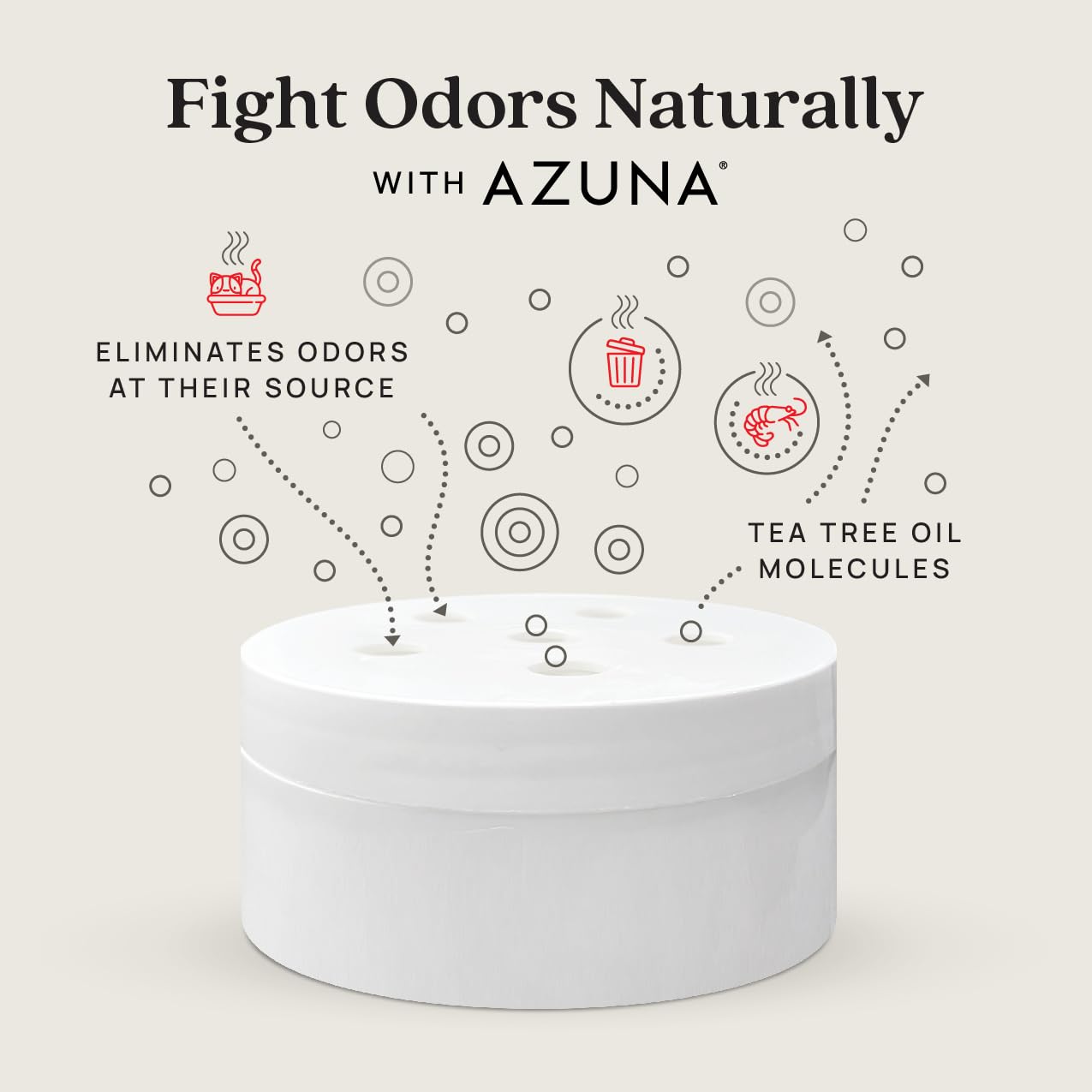 Azuna Auto Air Freshener & Odor Eliminator Gel, 2 oz. Pod with Tea Tree Oil, Slow-Release Freshener Works 24/7 for 60-90 Days, 1