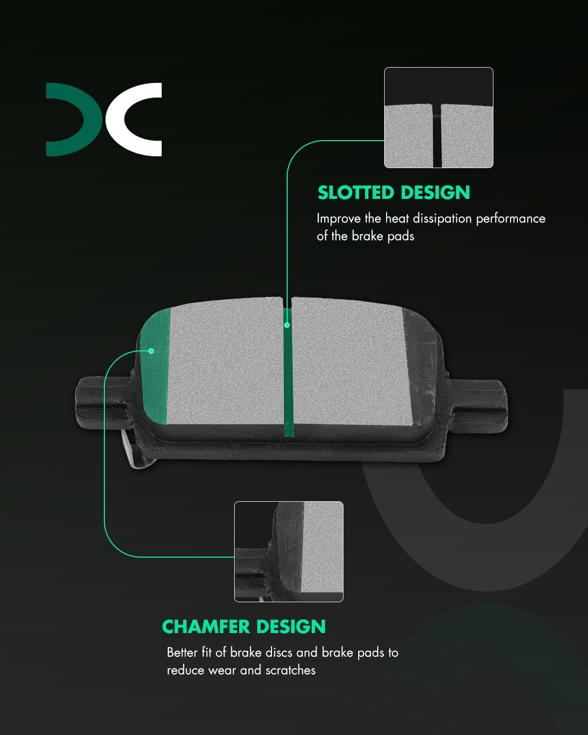 Scitoo D2174 Ceramic Brake Pads Sets Rear W/Hardware Replacement For Cadillac For Escalade Esv, For Chevy For Silverado 1500 Ltd