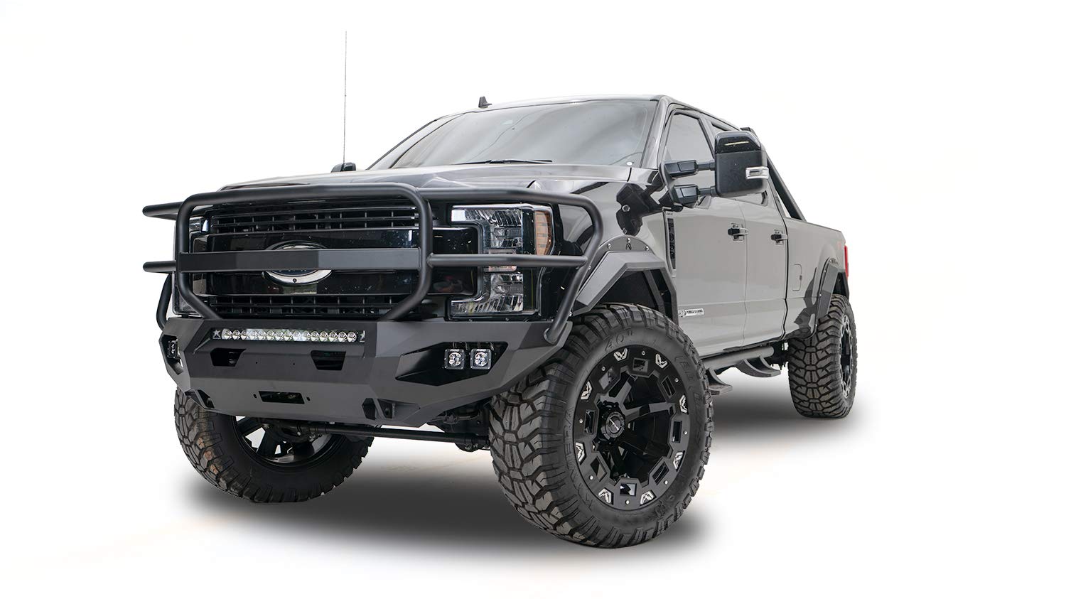 Fab Fours HD Matrix Front Bumper with Full Grill Guard for 10-18 Ram 2500/3500, Black, Model DR10-X2950-1