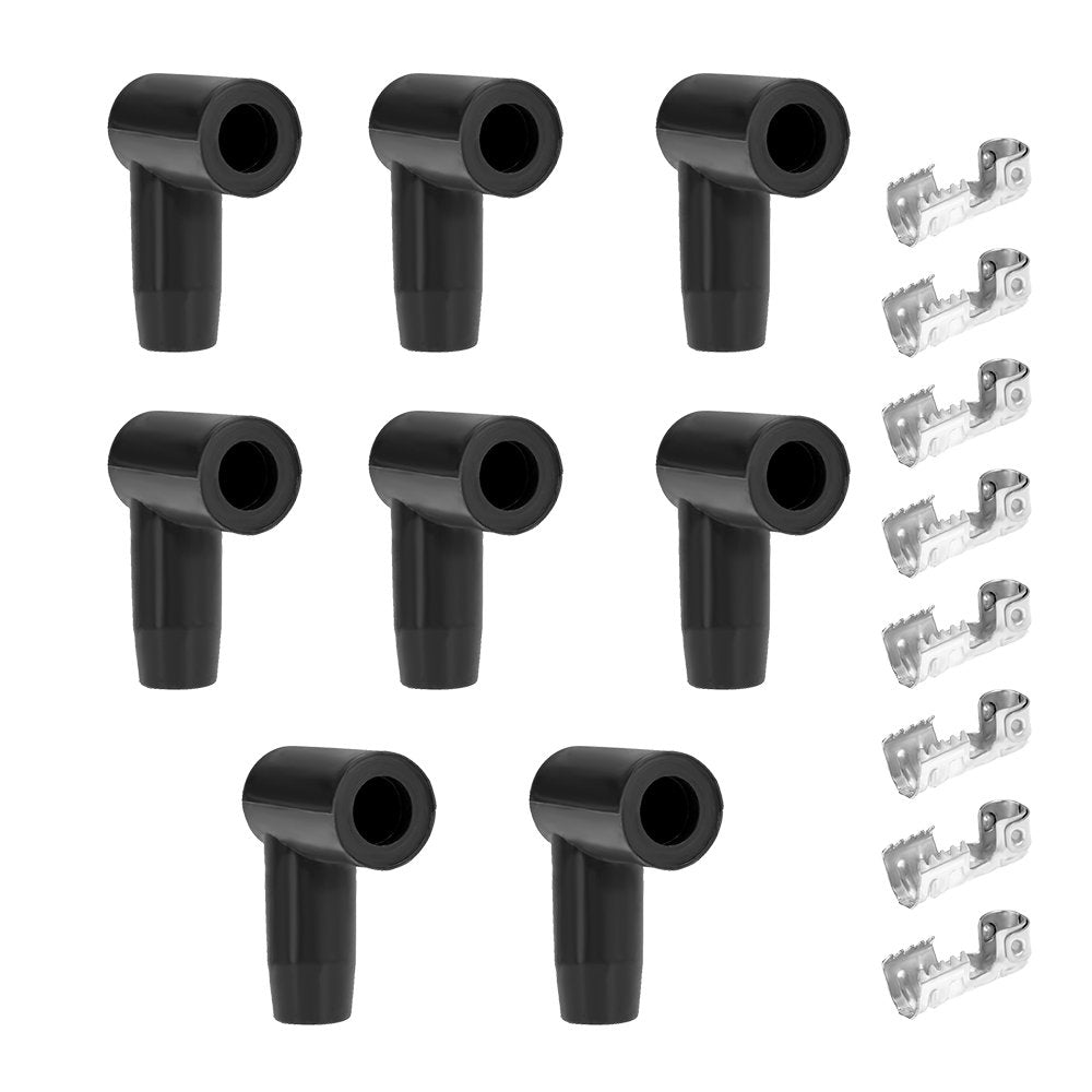 Saihisday Coil Boot Terminal Kit 90 Degree Boots Hei Distributor Spark Plug Ignition Wire 6Mm 7Mm 8Mm 9Mm 10Mm (Pack Of 8)