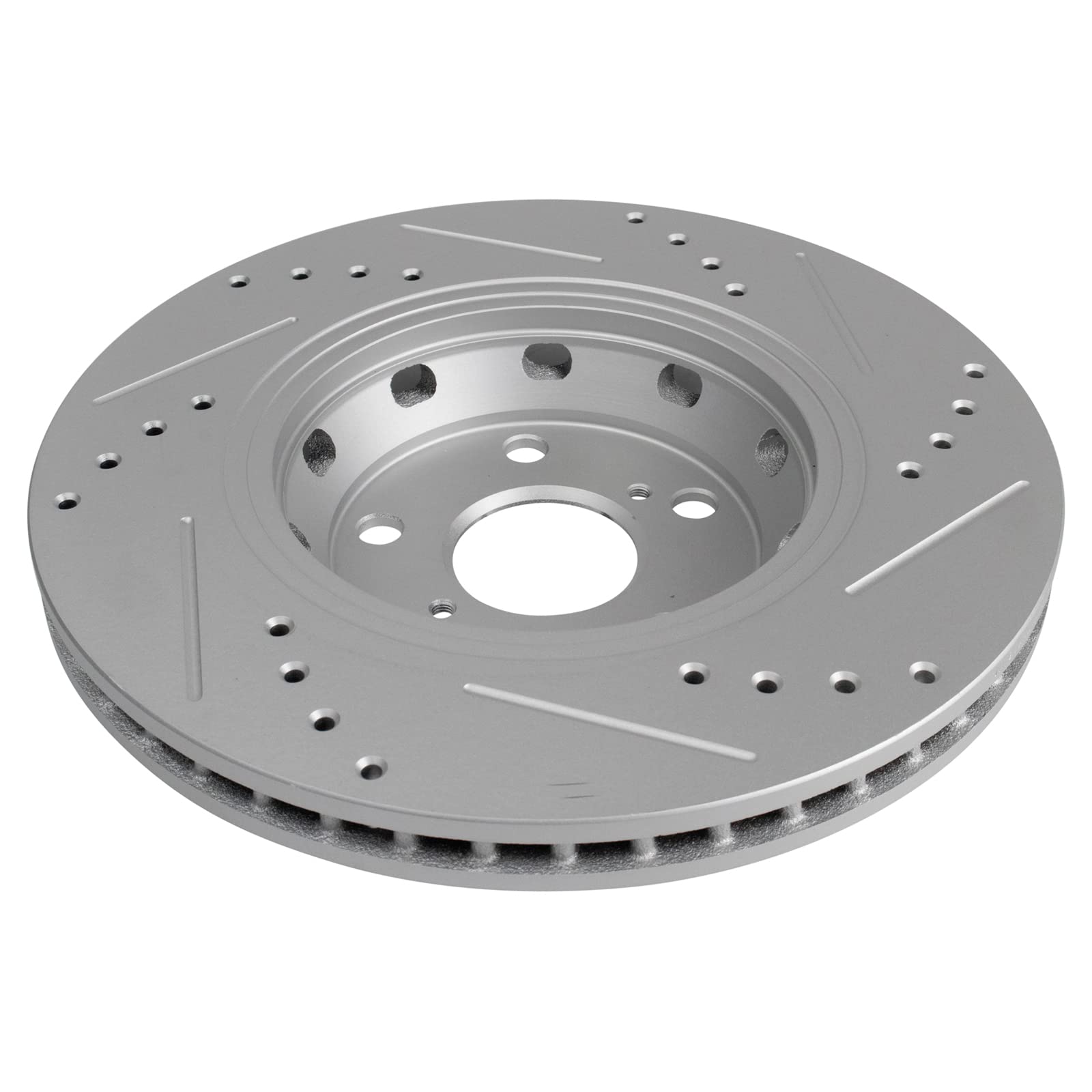 Trq Front Performance Brake Rotors Set Premium G-Coated Cross Drilled & Slotted Compatible With 2009-2015 Toyota Venza