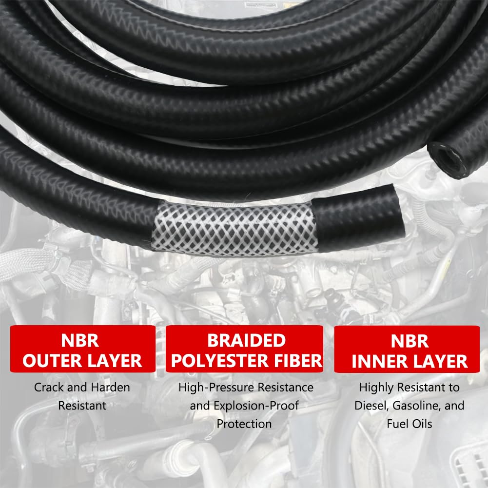 Byredio 5/8 Fuel Line Hose Transmission Cooler Hose 5Ft Push Lock Power Steering Fuel Injection Hose 150Psi