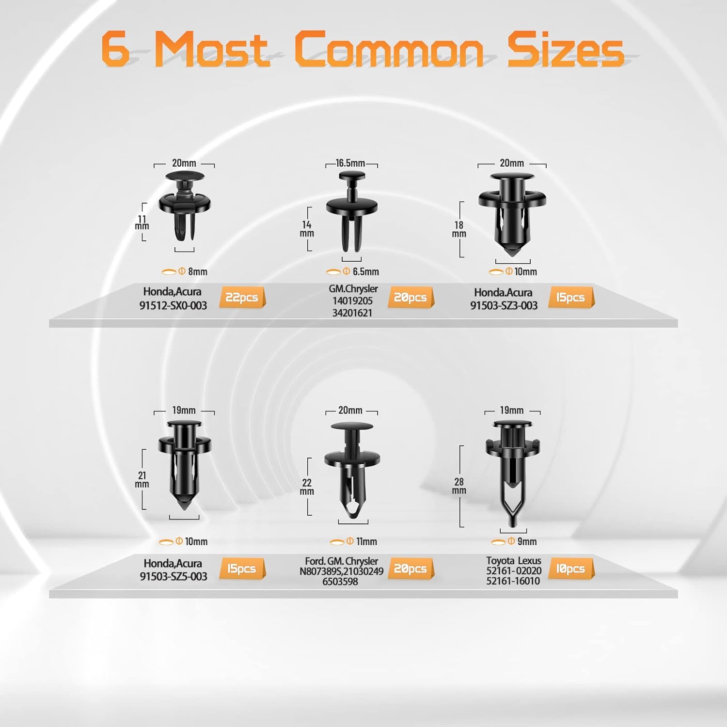 Otuayauto Car Retainer Clips Kit 801 Pcs With 24 Popular Sizes Fender Bumper Rivet Clips Door Panel Trim Push Pin Rivets Kit Wit