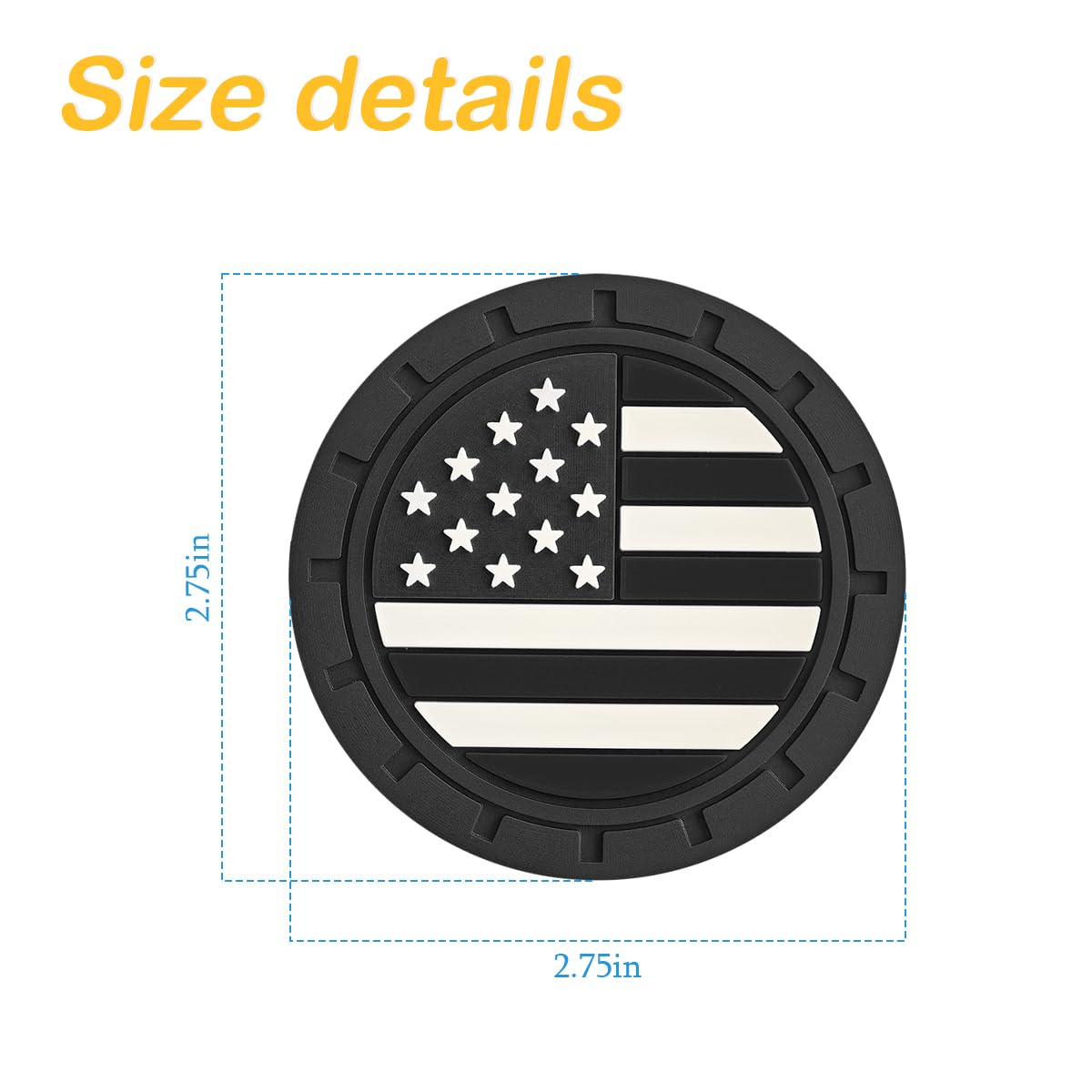 Osilly Car Cup Holder Coasters, 4 Pack American Flag Insert Car Cup Coaster, 2.75 Inch Pvc Anti Slip Shockproof Embedded Drink M