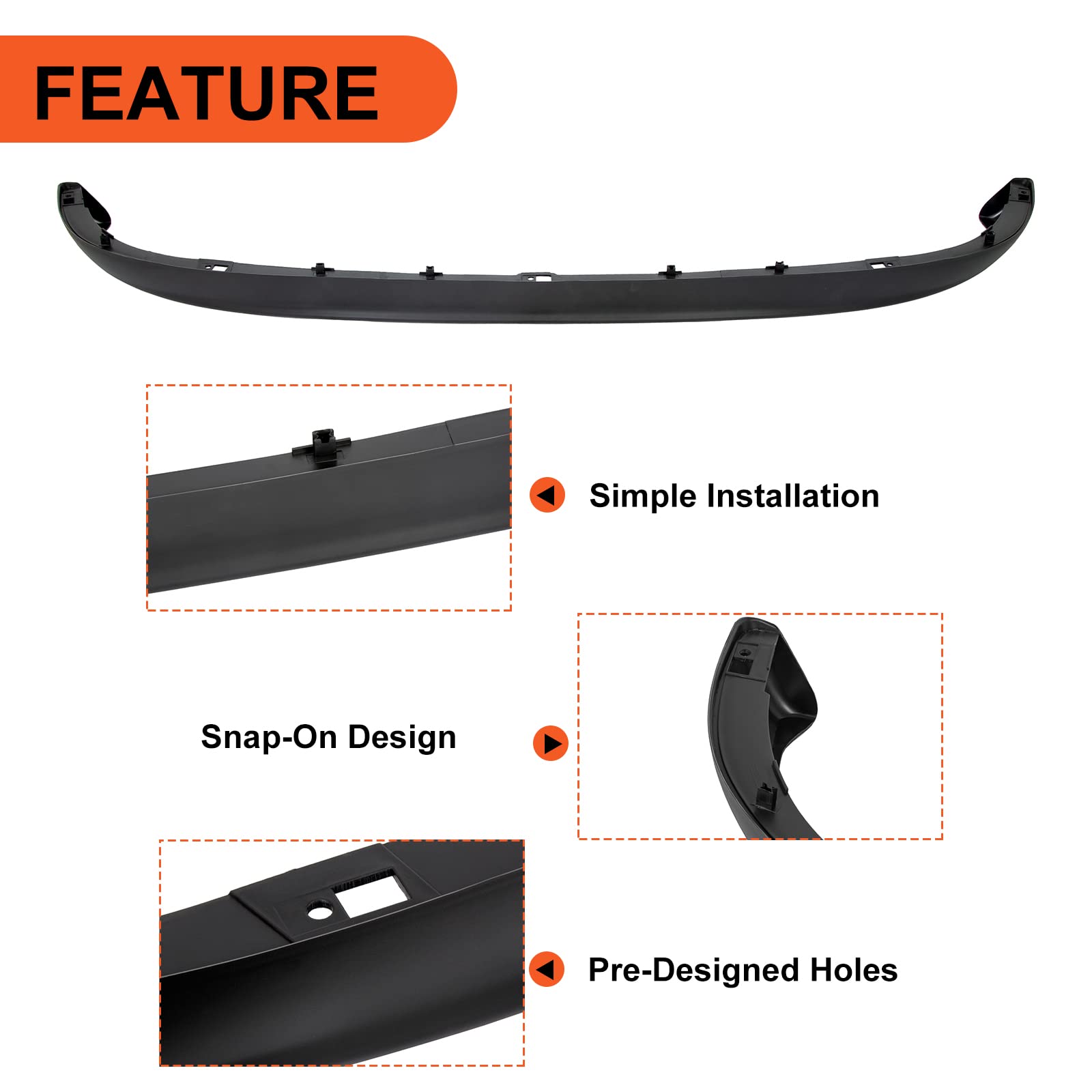 ECOTRIC Front Lower Bumper Valance Air Deflector Dams Compatible with Dodge 2002-2008 Ram 1500 & 2003-2009 Ram 2500 3500 Replace