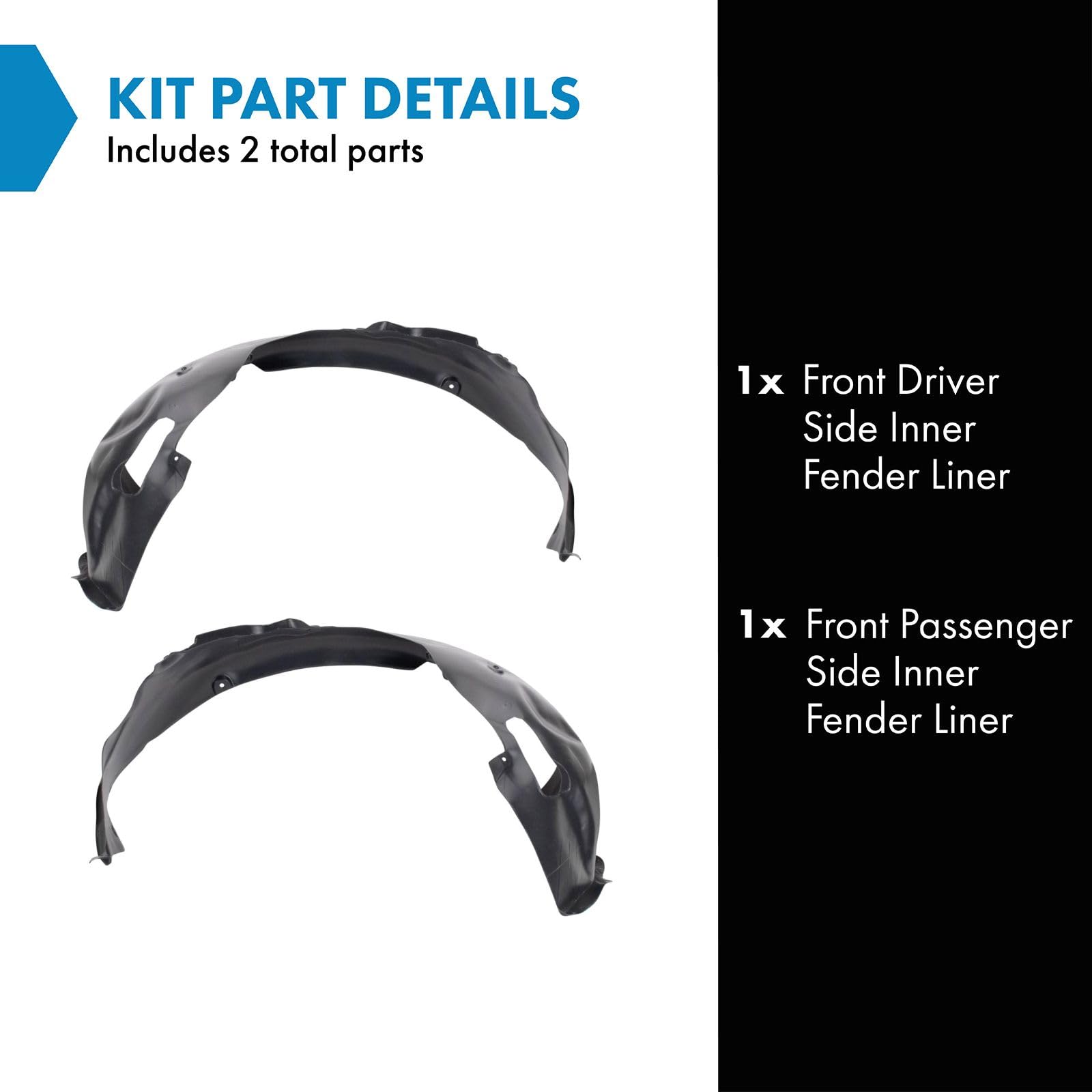 Trq Front Inner Fender Liner Set Compatible With 2019-2020 Hyundai Elantra Hy1248184 Hy1249184