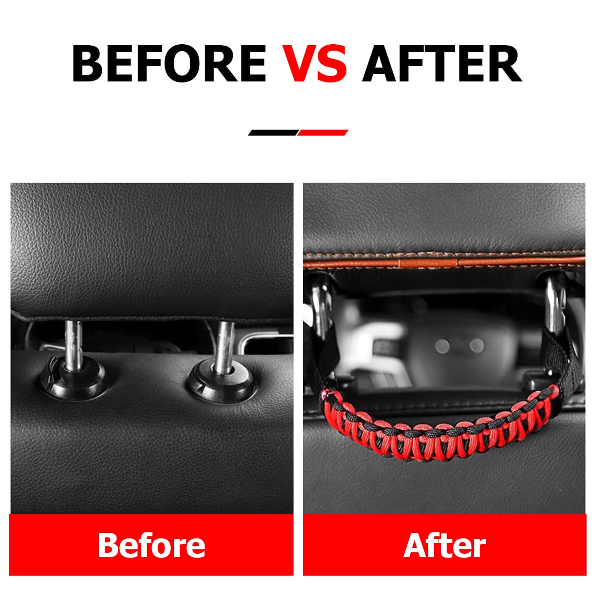 Auceli 2Pcs Headrest Grab Handles, Car Front Rear Seat Back Roll Bar Grip Handles Kit, Nylon Paracord With Headrest Mounted Auto