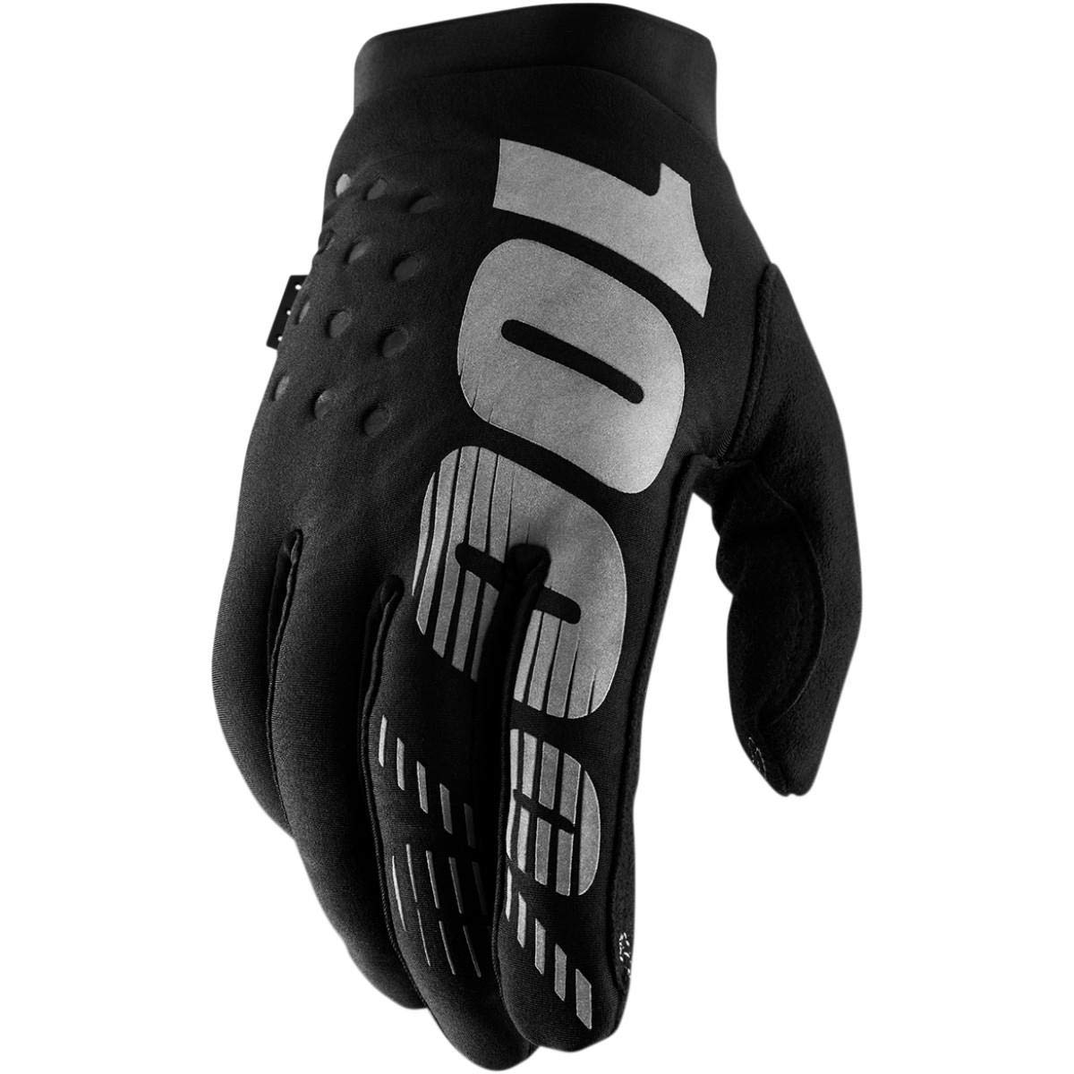 100% BRISKER Cold Weather Motocross & Mountain Bike Gloves - Warm Winter MTB & MX Powersport Racing Protective Gear (XL - Black/
