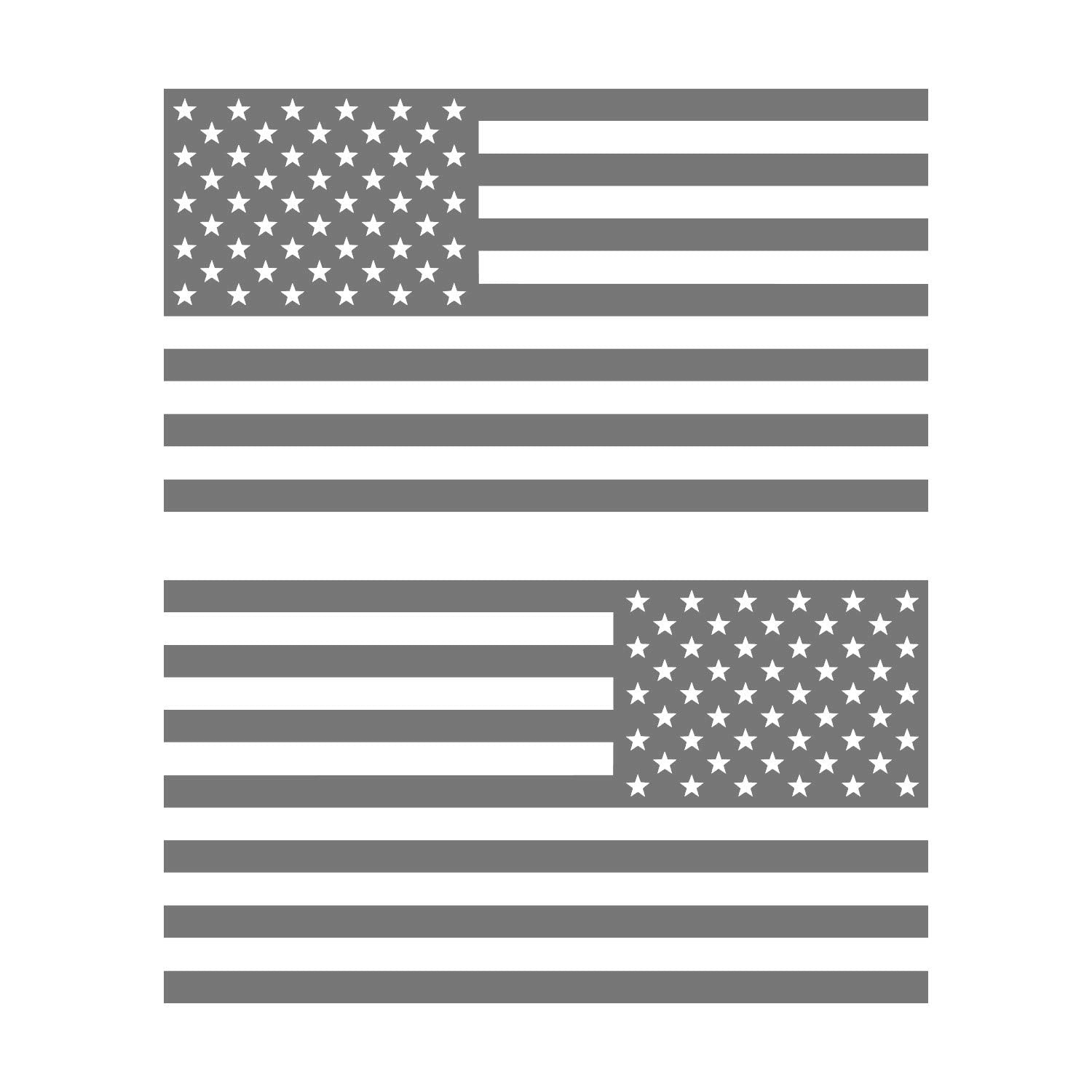 American Us Flag [Pick Color/Size] Vinyl Decal Sticker For Laptop/Car/Truck/Window/Bumper (7.5In Subdued Pair, Matte Gray)