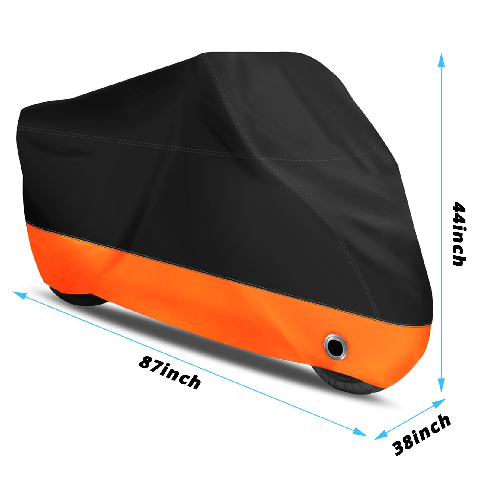 Xyzctem Motorcycle Cover,All Season Black&Orange Waterproof Outdoor Sun Motorcycle Cover,Fits Up To 87'' Motors