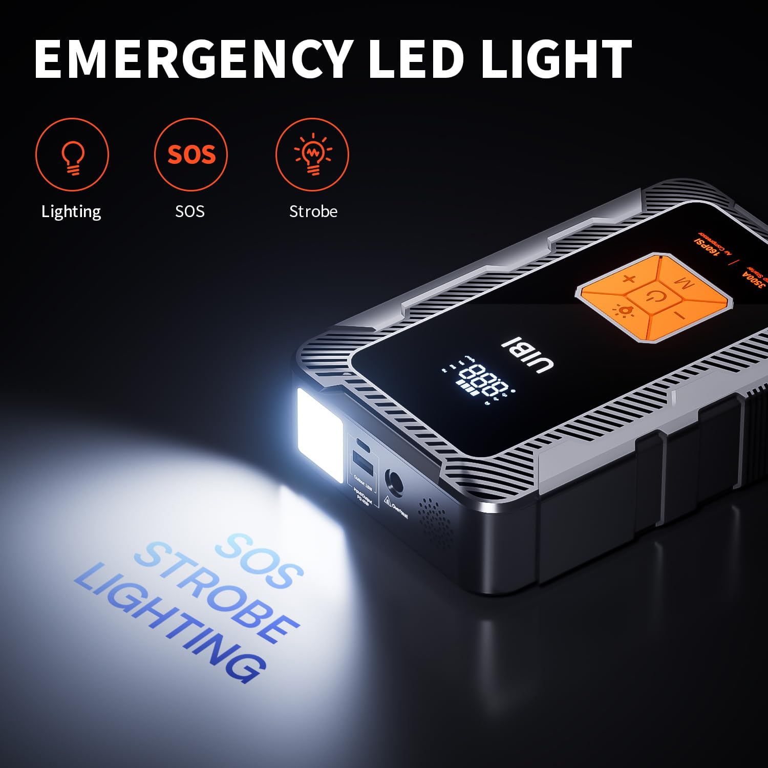 Uibi X7 Jump Starter With Air Compressor 160Psi, 3500A Car Battery Jumper Starter Pd45W Fast Charge, 24000Mah Portable Tire Infl