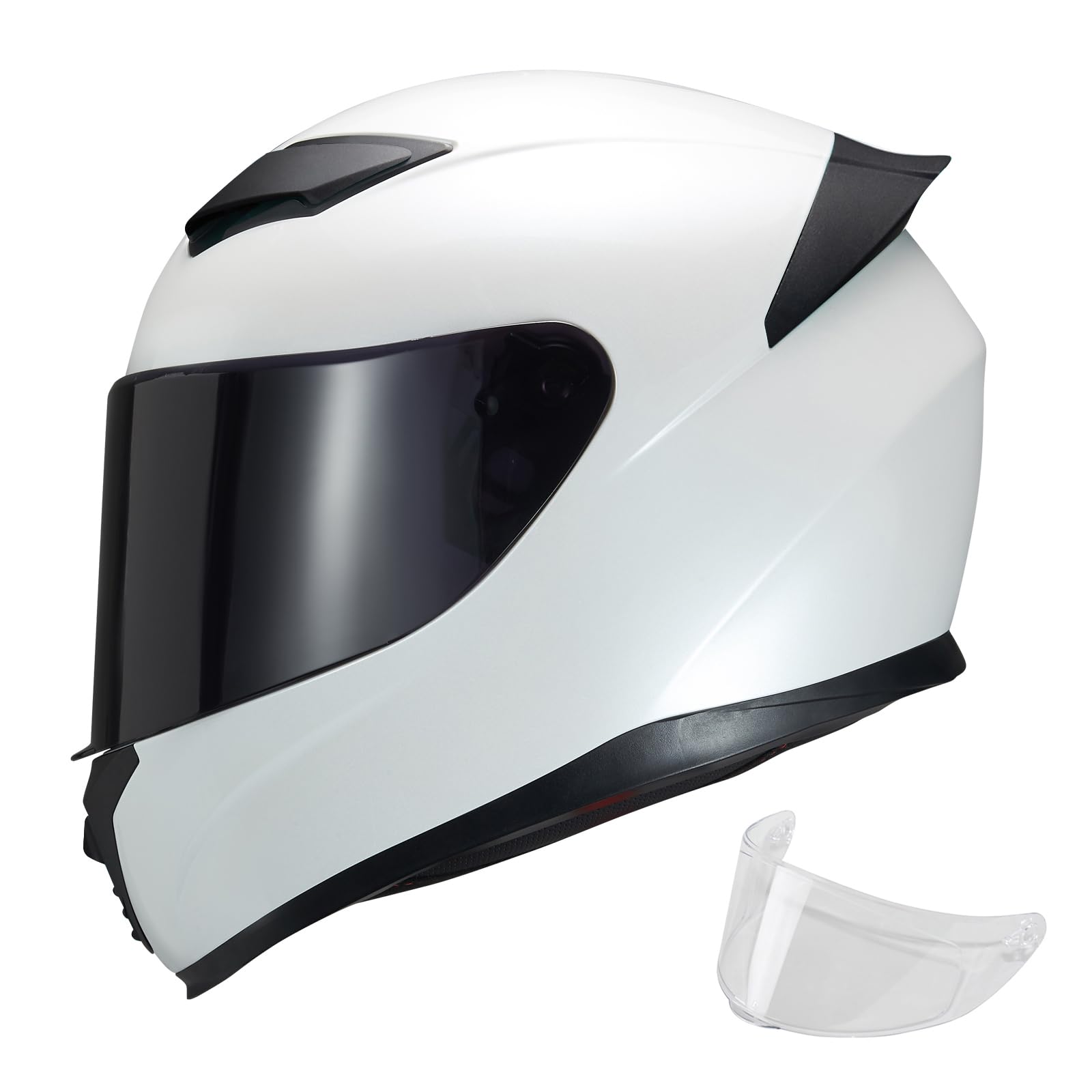 Jqf Gear Full Face Motorcycle Helmet Ws-607 Dot Approved Motorbike Racing Street Bike Helmets For Adults With Visor (Gloss White