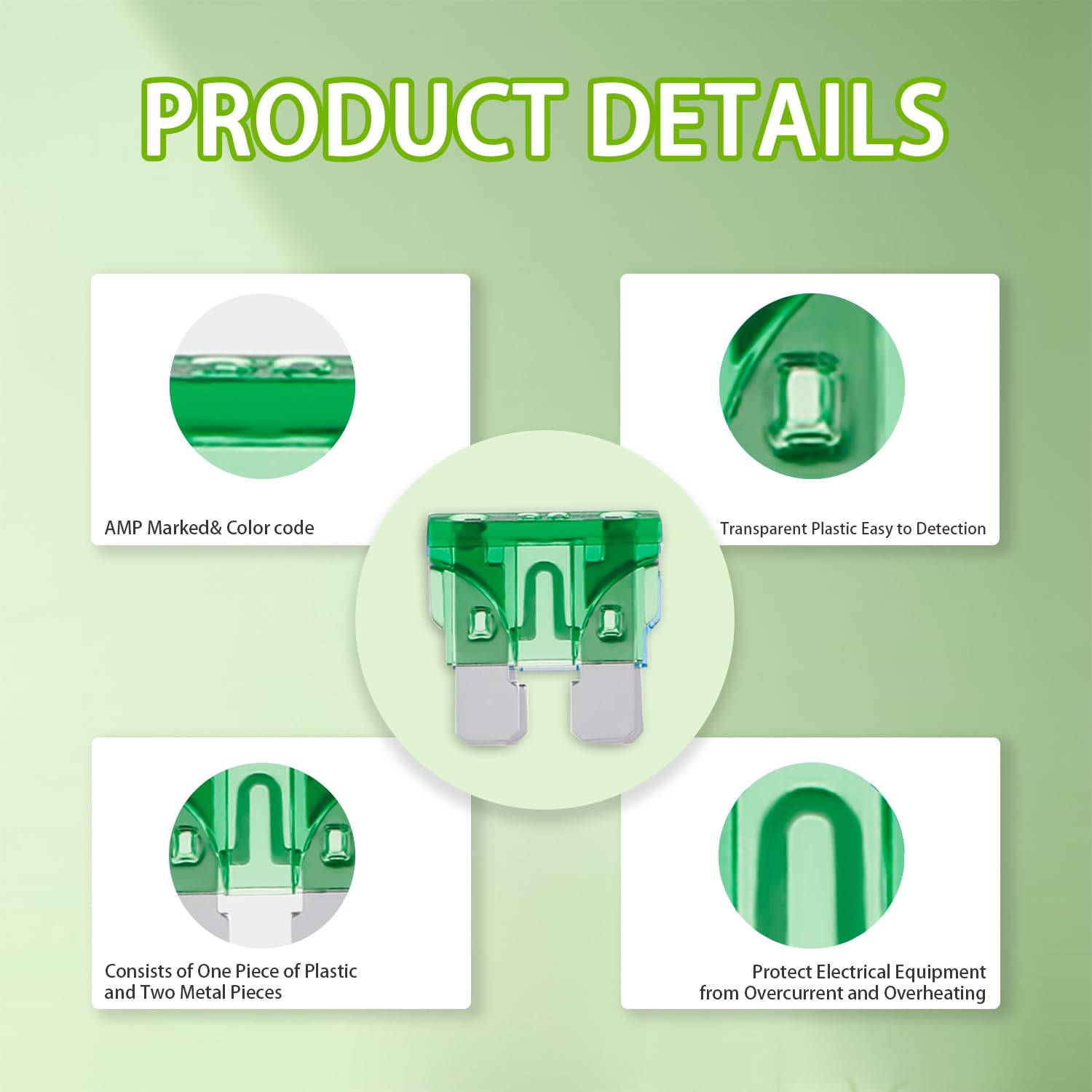 Bojack 50 Pcs 30A Standard Automotive Fuses (Ato/Apr/Ats) 30 Amp Car Fuses 32V (12/24V) Blade Fuse For Car Truck