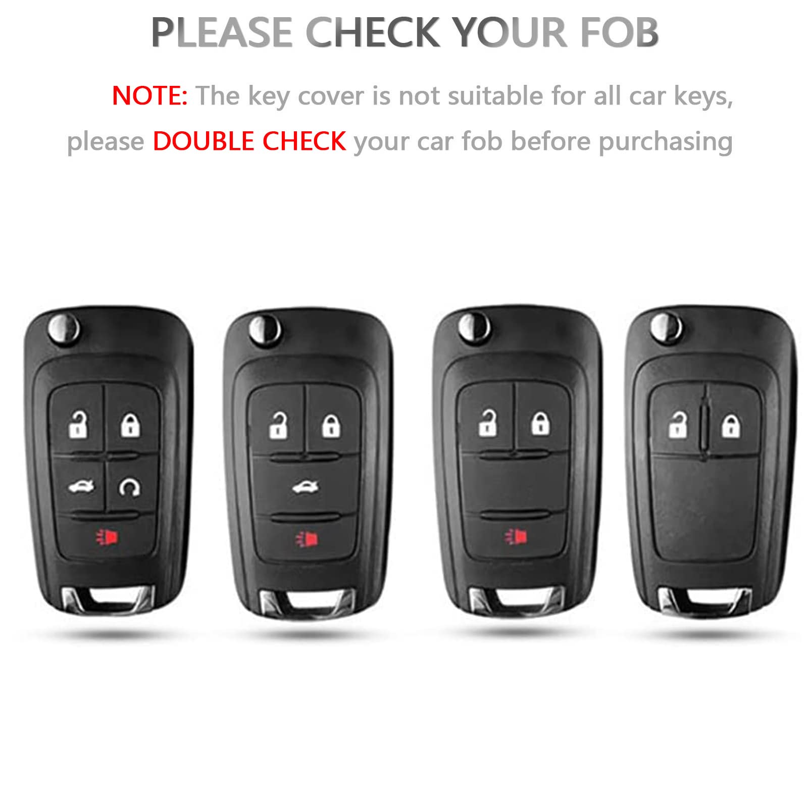 Offcurve For Chevy Buick Key Fob Cover, Tpu Key Fob Case Cover For Buick Encore Chevy Chevrolet Camaro Equinox Impala Sonic Trax Gmc Terrain Flip 4 Buttons, Black