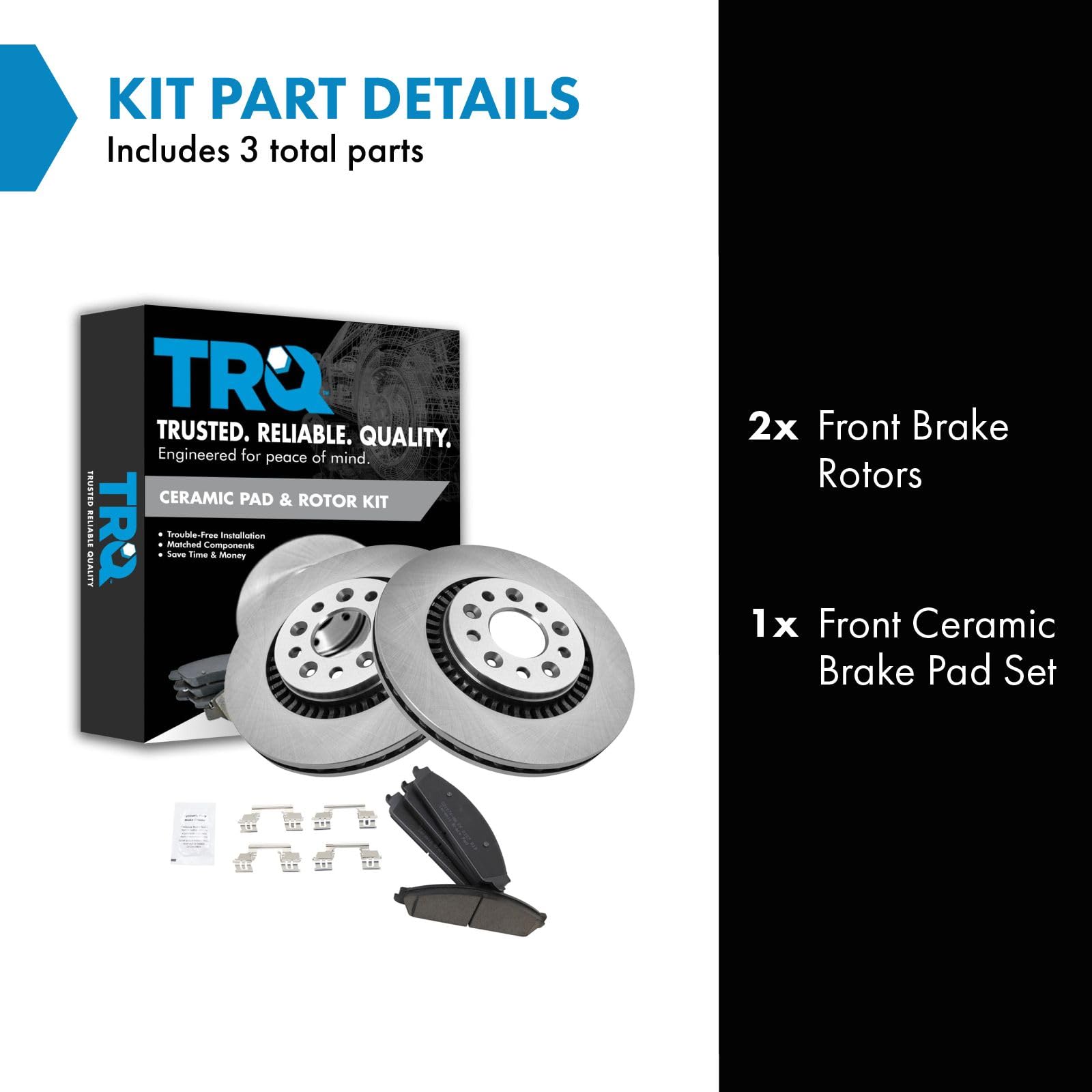 Trq Front Brake Pad & Rotor Kit Brake Pads Brake Rotor Ceramic Compatible With 2005-2007 Ford Five Hundred Freestyle 2008-2009 T