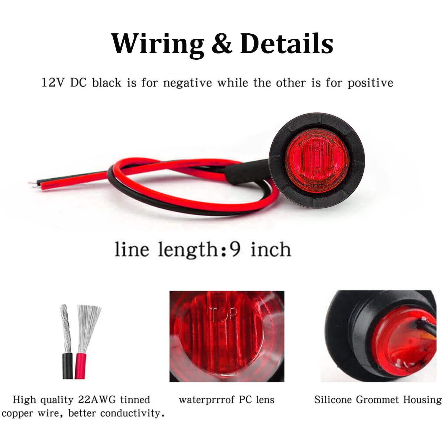 Fxc 'Purishion 10X 3/4In' Round Led Clearence Light Front Rear Side Marker Indicators Light For Truck Car Bus Trailer Van Carava