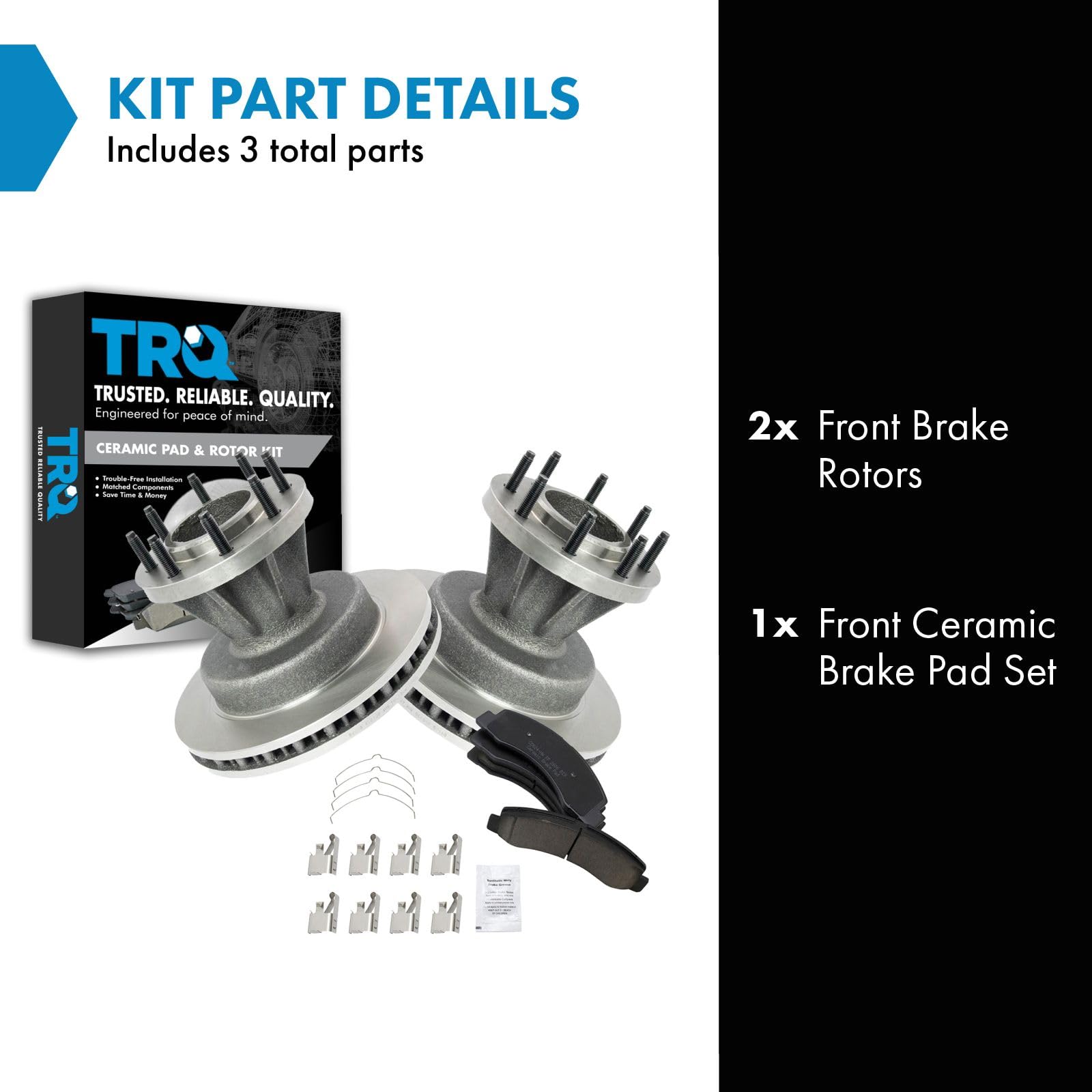 Trq Front Brake Pad & Rotor Kit Brake Pads Brake Rotor Ceramic Compatible With 2000-2002 Ford F-350 Super Duty