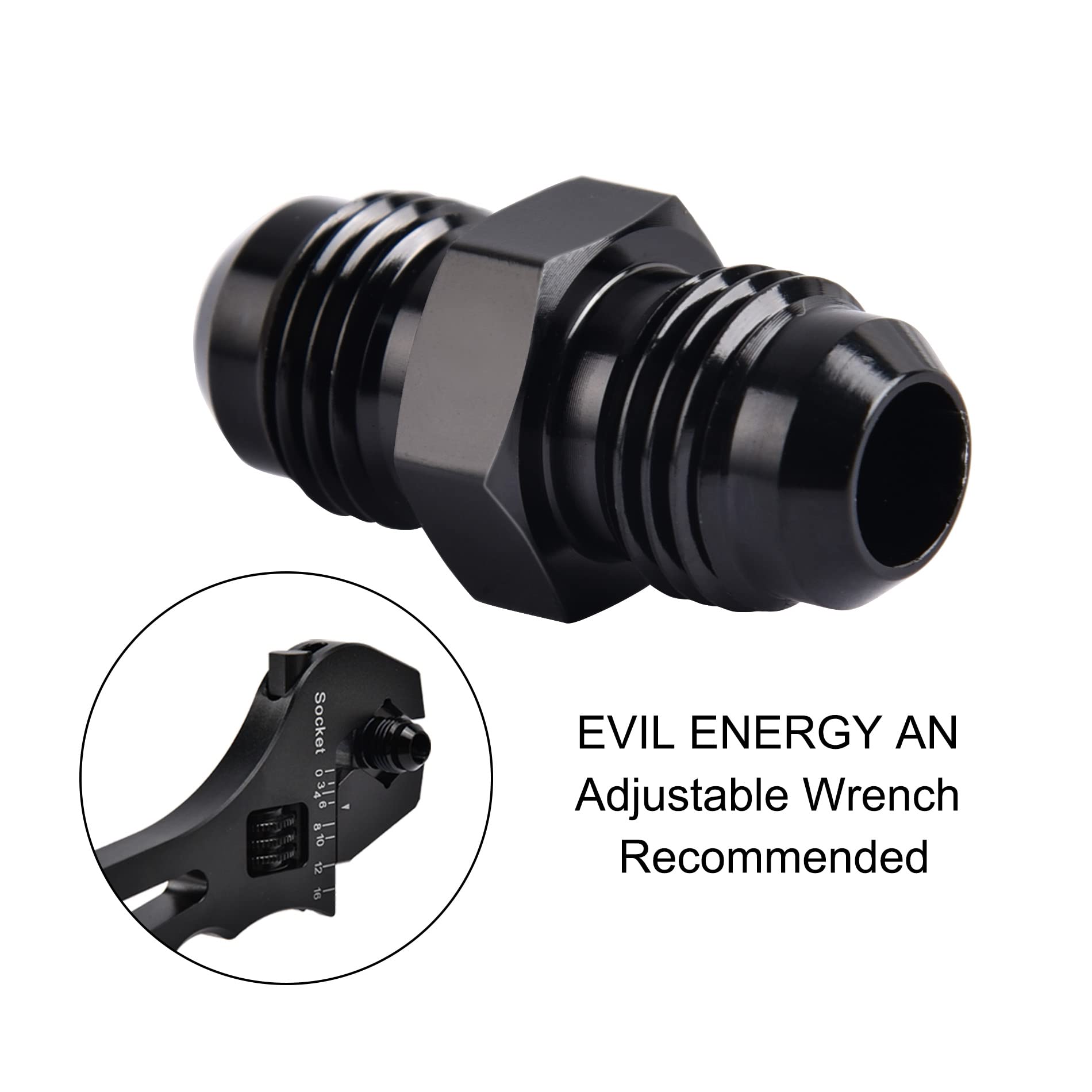 Evil Energy 6An Male To Male Flare Coupler Union Straight Fuel Hose Adapter Fitting Black 2Pcs