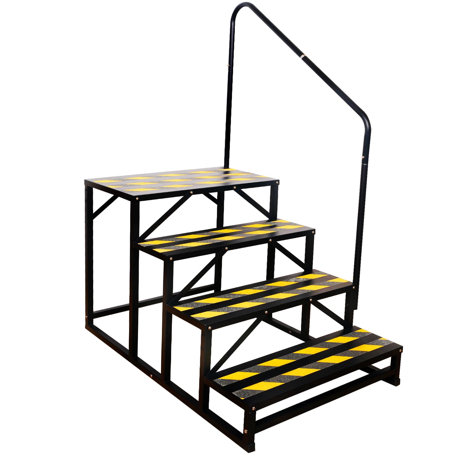 TOCRETOARE RV Steps with Handrail, 4 Steps Ladder Hot Tub Steps with Handrail, Portable Stairs Steps for 5th Wheel RV, Mobile Ho