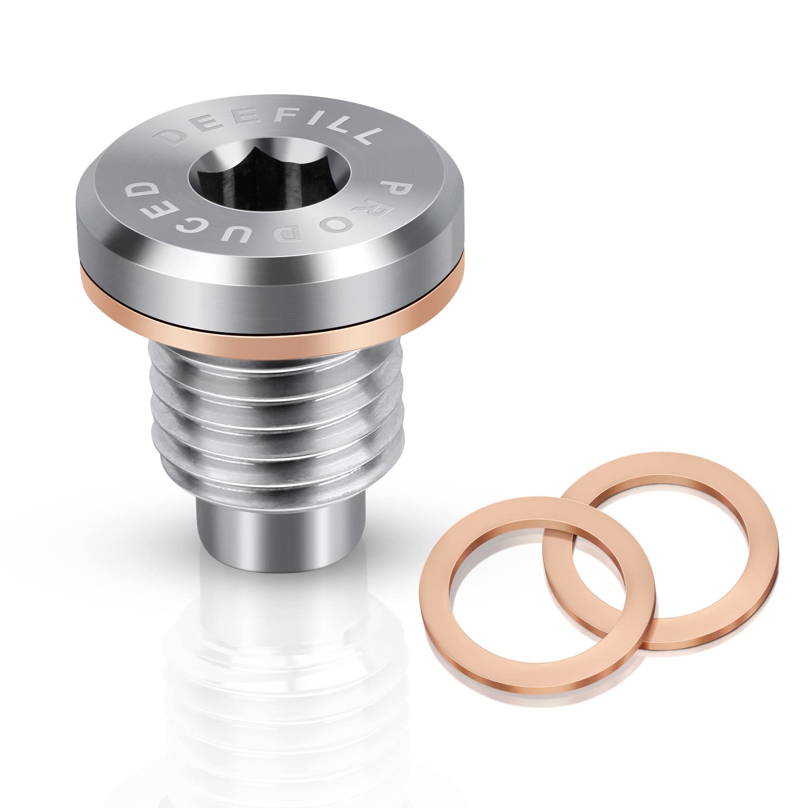 Deefill Magnetic Stainless Steel Crankcase Engine Oil Drain Plug With Copper Washer Fit For Cr250 Cr480, Polaris Rzr Sportsman Ranger Scrambler, Kawasaki, Yamaha And More Select Atv,Bike, Motor Models