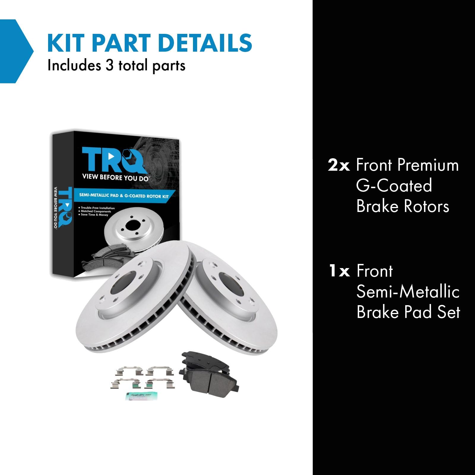 Trq Front Brake Pad & Rotor Kit Brake Pads Brake Rotor Semi-Metallic Premium G-Coated Compatible With 2011-2015 Hyundai Sonata 2