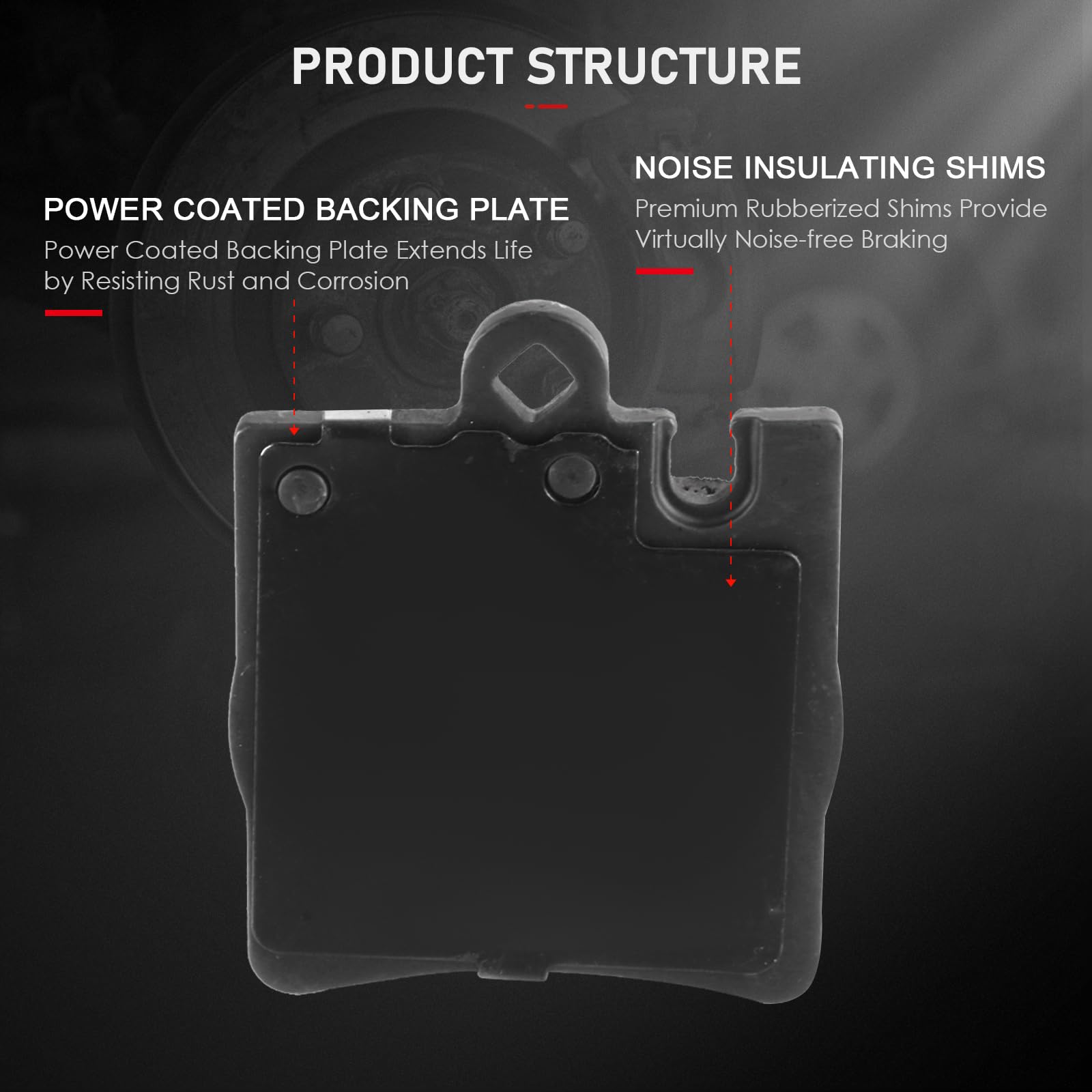 Cciyu D876 Rear Ceramic Brake Pads Kits 4Pcs Fit For Mercedes-Benz C230 C240 C280 C3 C350 Clk3 Clk350 Clk430 E300 E3 E4 E430 Slk