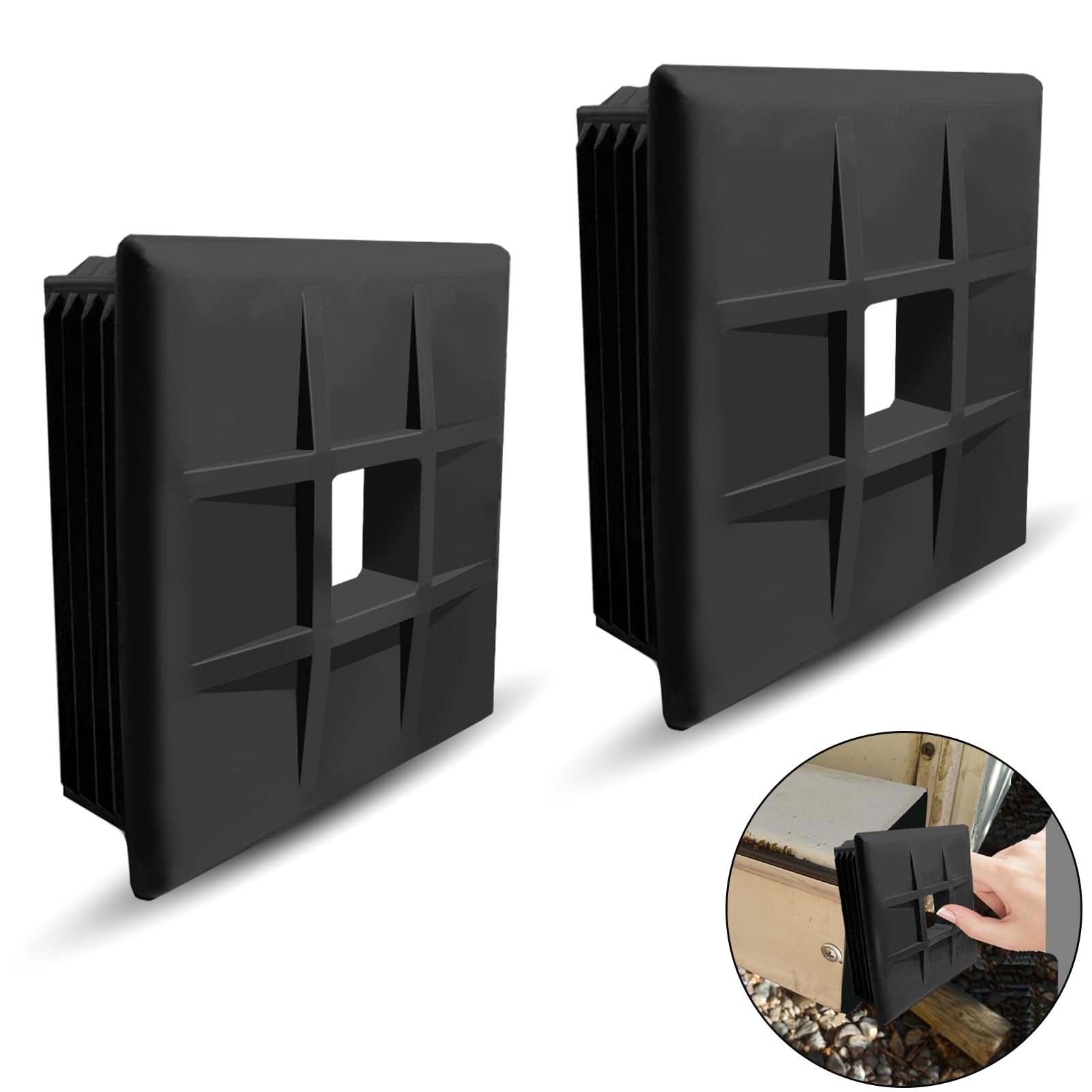 TonGass (2-Pack) 4 RV Bumper Plug End Cap for RV, Camper, Travel, Trailer RV Square Ruber Bumper End Cap Trailer Protective Ca