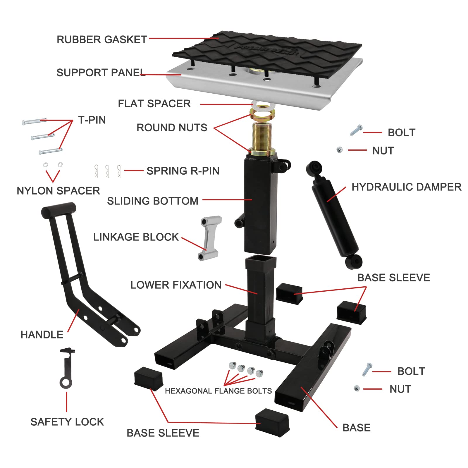 Polarbear Dirt Bike Stand Hydraulic Jack Vertical Lift Cnc, For Dirt Bike/Atv/Adv/Rally Maintenance, Motorcycle Dirtbike Engine