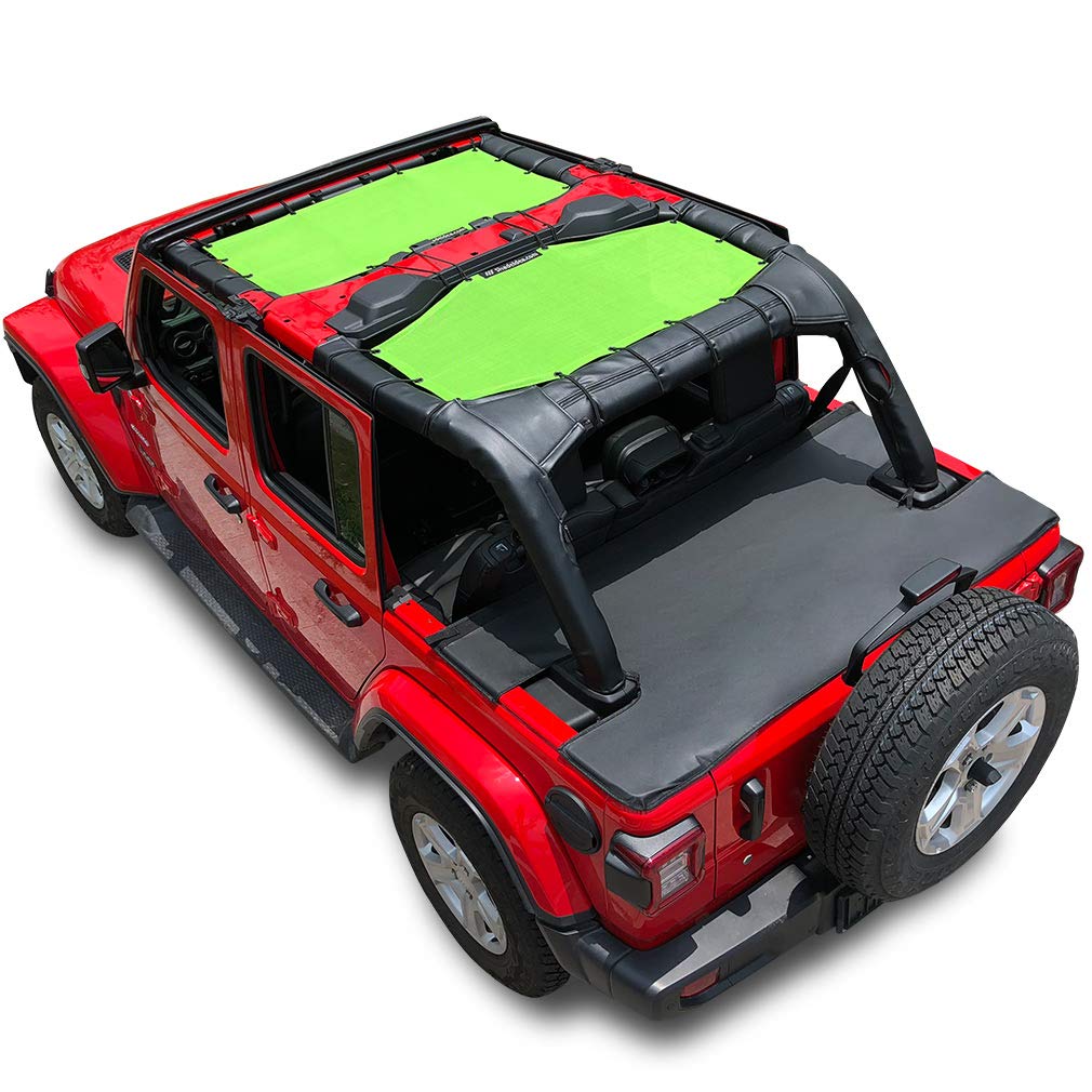 Shadeidea Sun Shade For Jeep Wrangler Jl Unlimited (2018-2023) 4 Door Front And Rear 2 Piece-Green Mesh Screen Sunshade Jlu Top