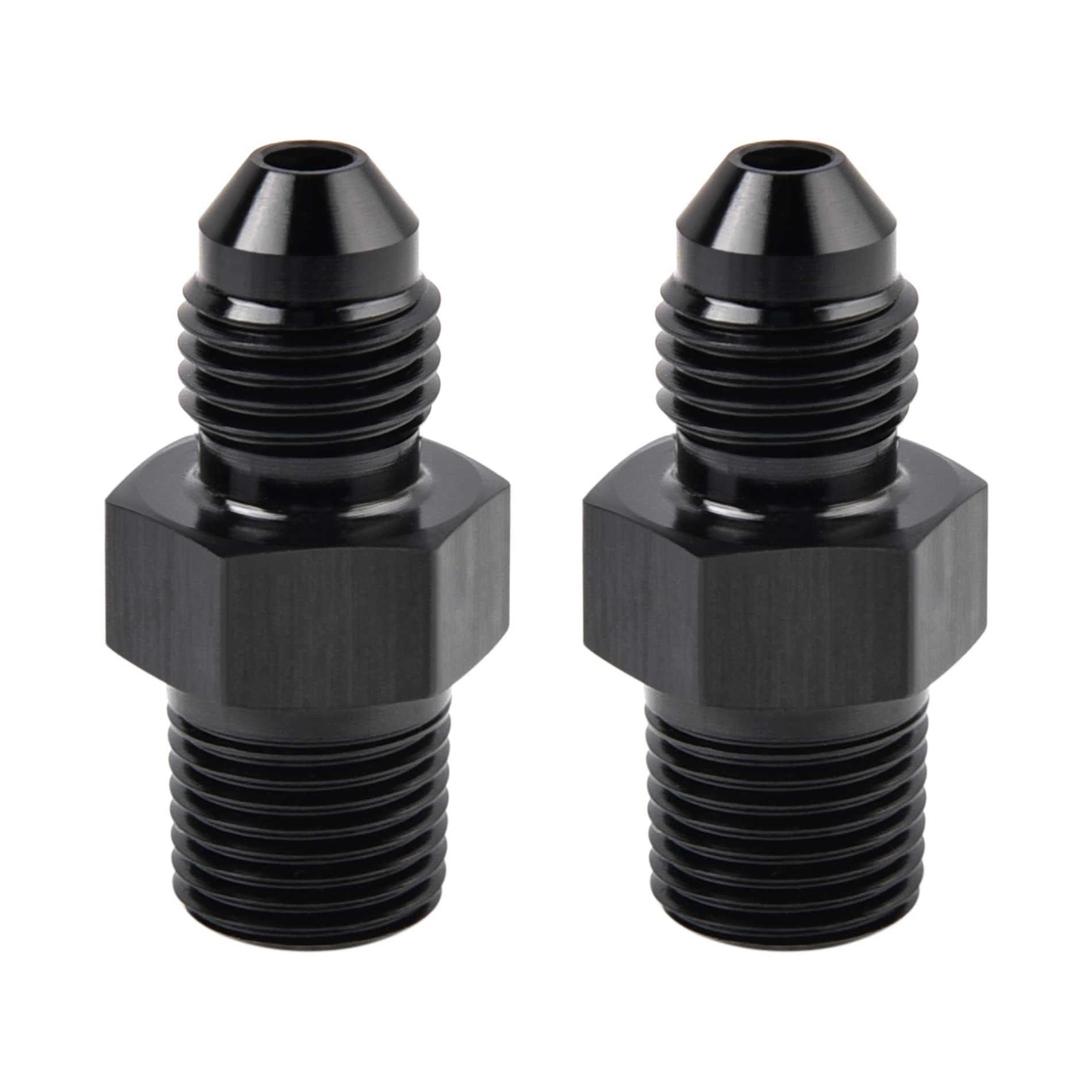 Evil Energy 3An Male Flare To 1/8'' Npt Pipe Fitting Adapter Aluminum Straight Black 2Pcs