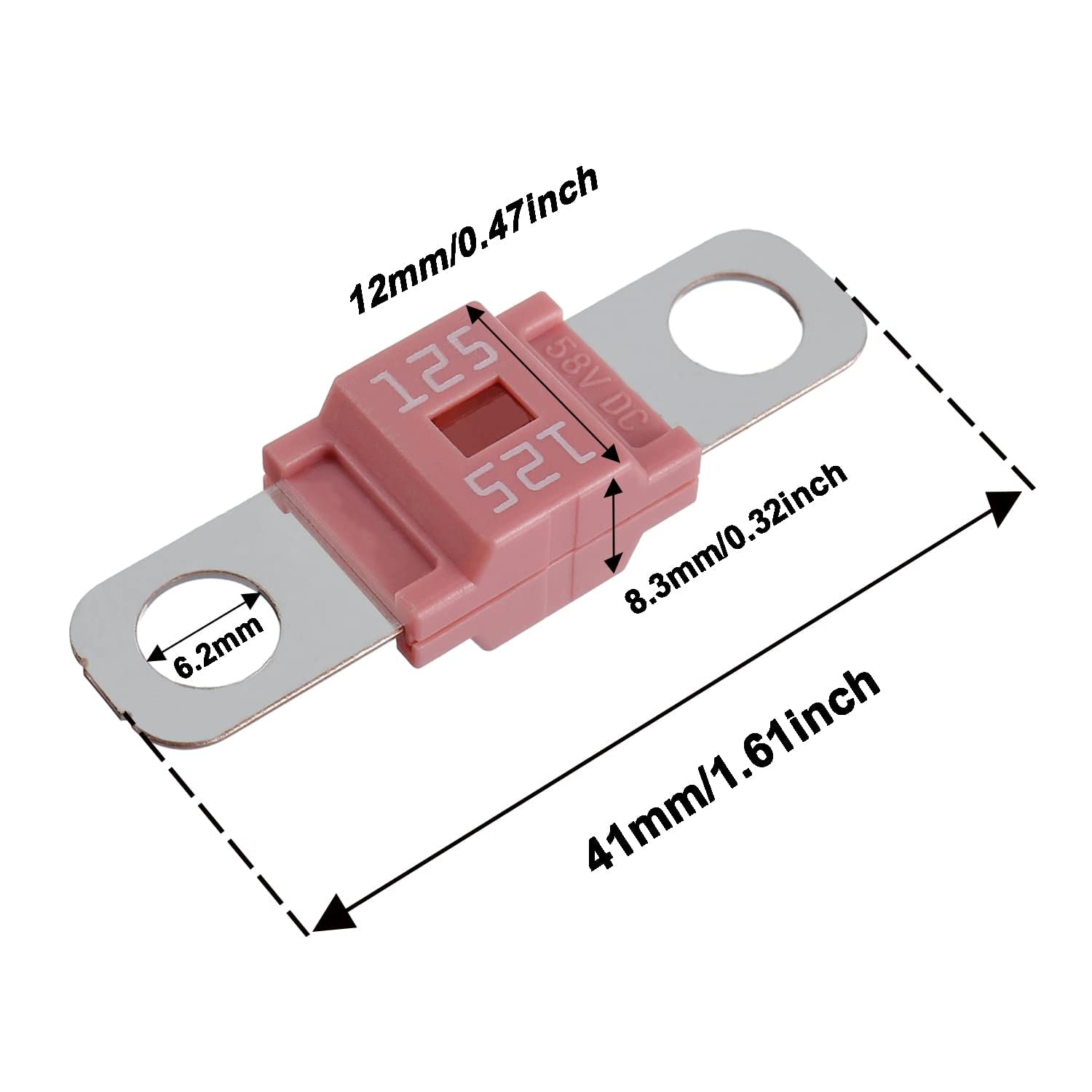 Bojack 125 Amp Ami/Midi Fuse Holders And High Current Bolt-On Midi Fuses 125A For Cars Trucks Vehicles (Pack Of 2
