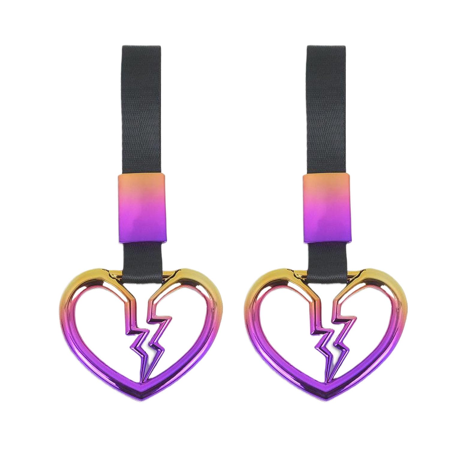 2 Pcs Broken Heart Shaped Car Handle Straps Drift Charm Rear Bumper Warning Ring for Car Interior Exterior Decor
