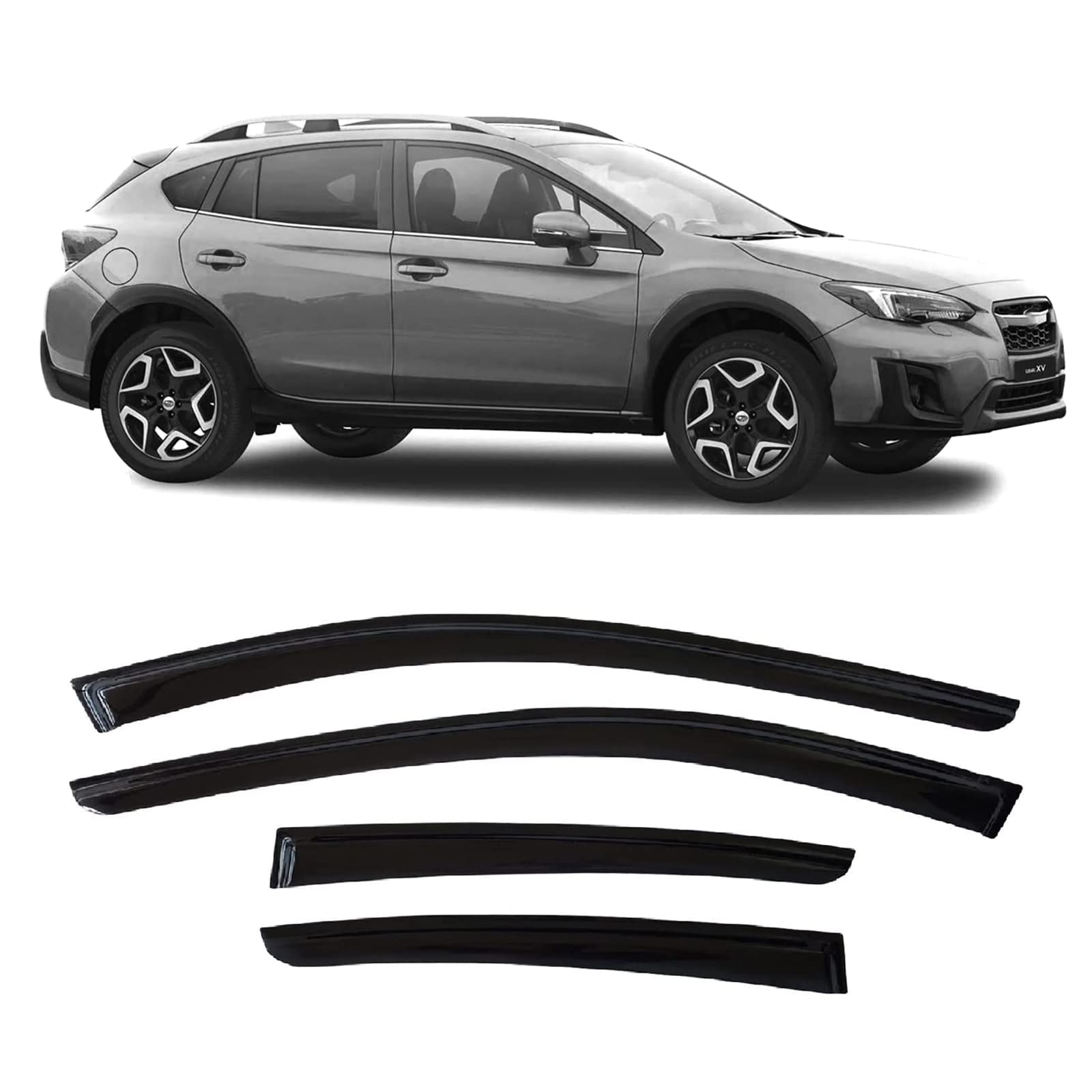 Zzdsnj Tape-On Rain Guard 4-Piece For 2018-2023 Subaru Crosstrek Windows Visor Shield Shade Smoke