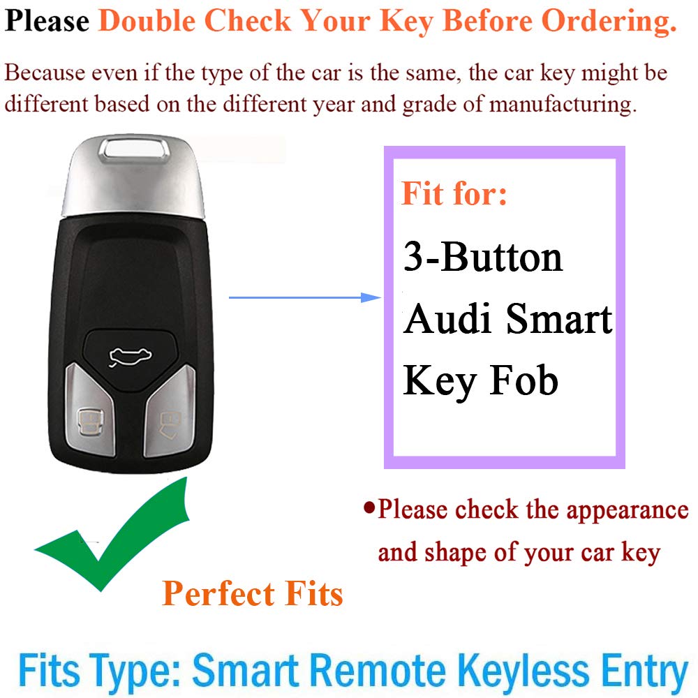 SANRILY Leather Key Fob Protector for Audi A4 Q7 Q5 TT A3 A6 SQ5 R8 S5 Keyless Entry Smart Remote Key Cover Case with Lucky Cat