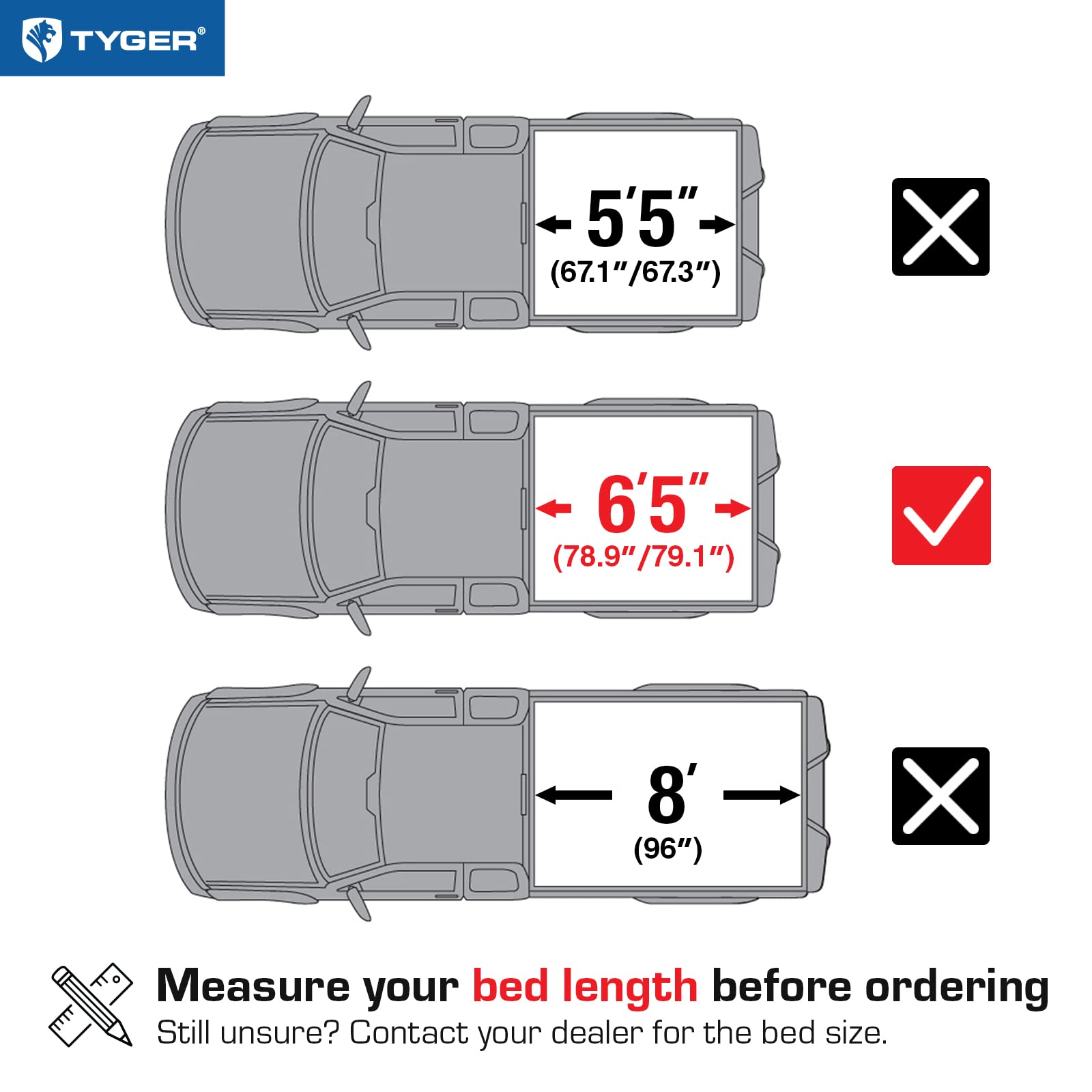 Tyger Auto T3 Soft Tri-Fold Truck Bed Tonneau Cover Compatible With 2004-2015 Nissan Titan Without Titan Box | Fleetside 6.5' Be