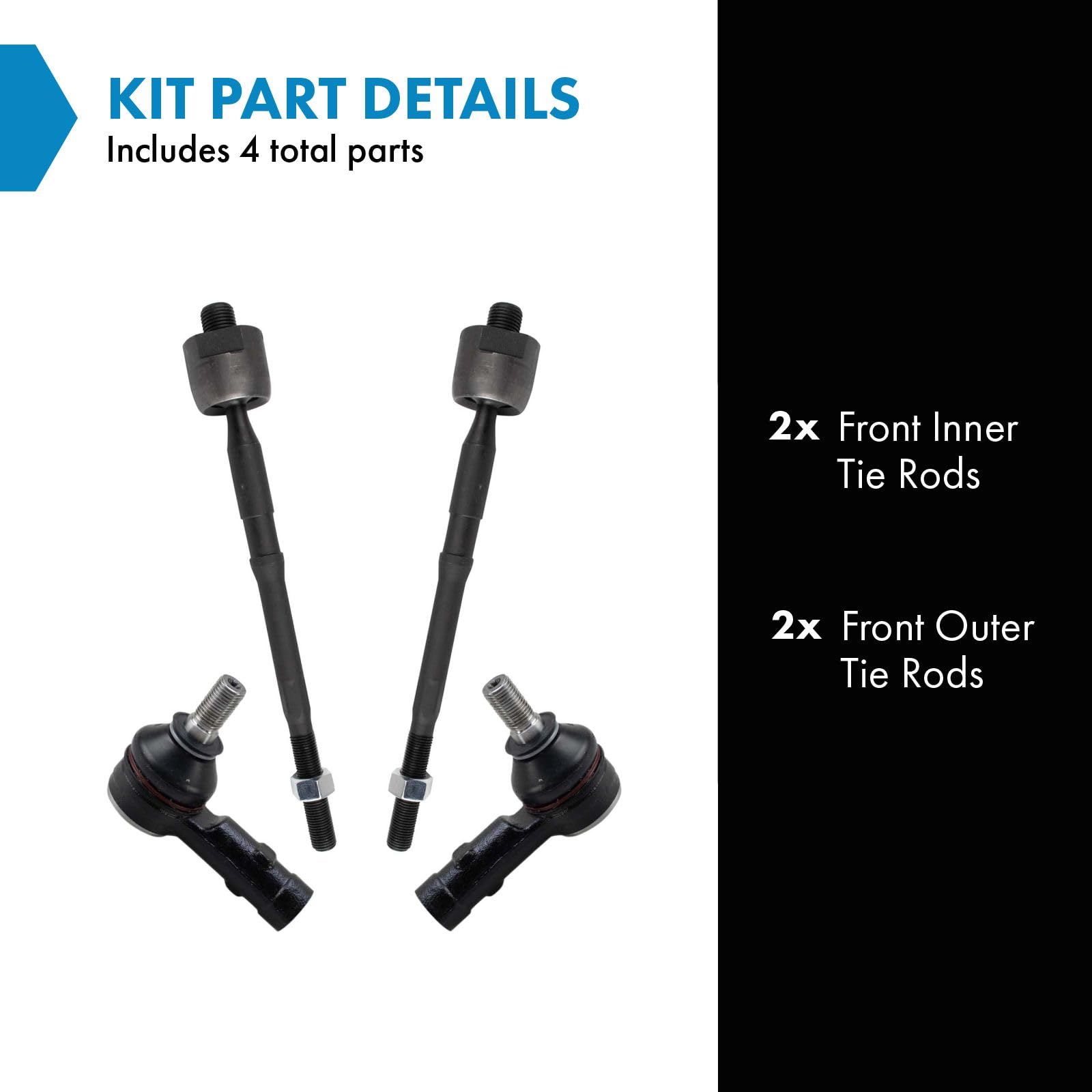 Trq Front Tie Rod Set Compatible With 2013-2015 Chevrolet Spark