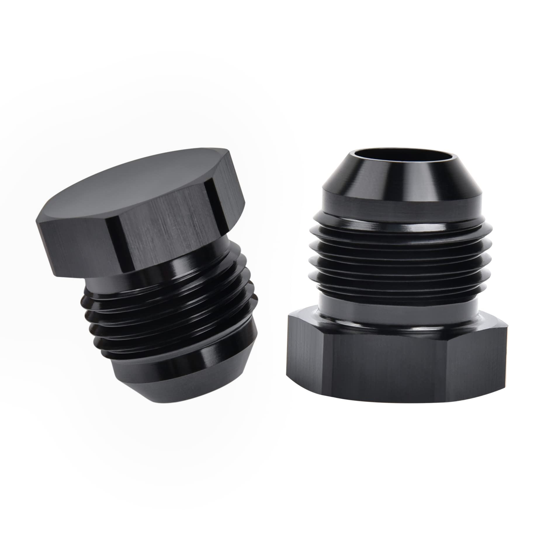 EVIL ENERGY 8AN Male Flare Blanking Plug Fitting Adapter Hex Aluminum Black,Pack of 2